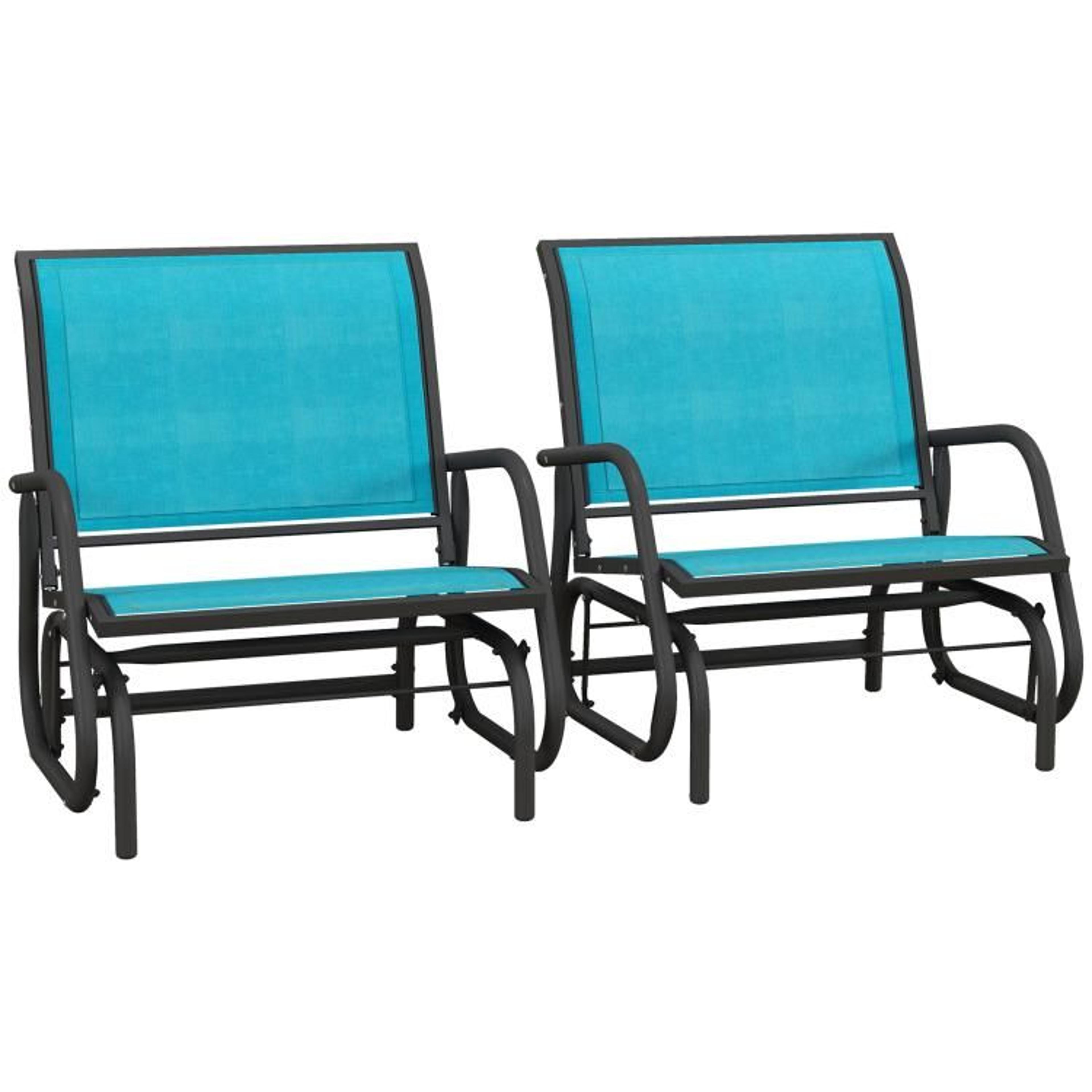 Outdoor Glider Chairs With Steel Frame And Curved Armrests 6