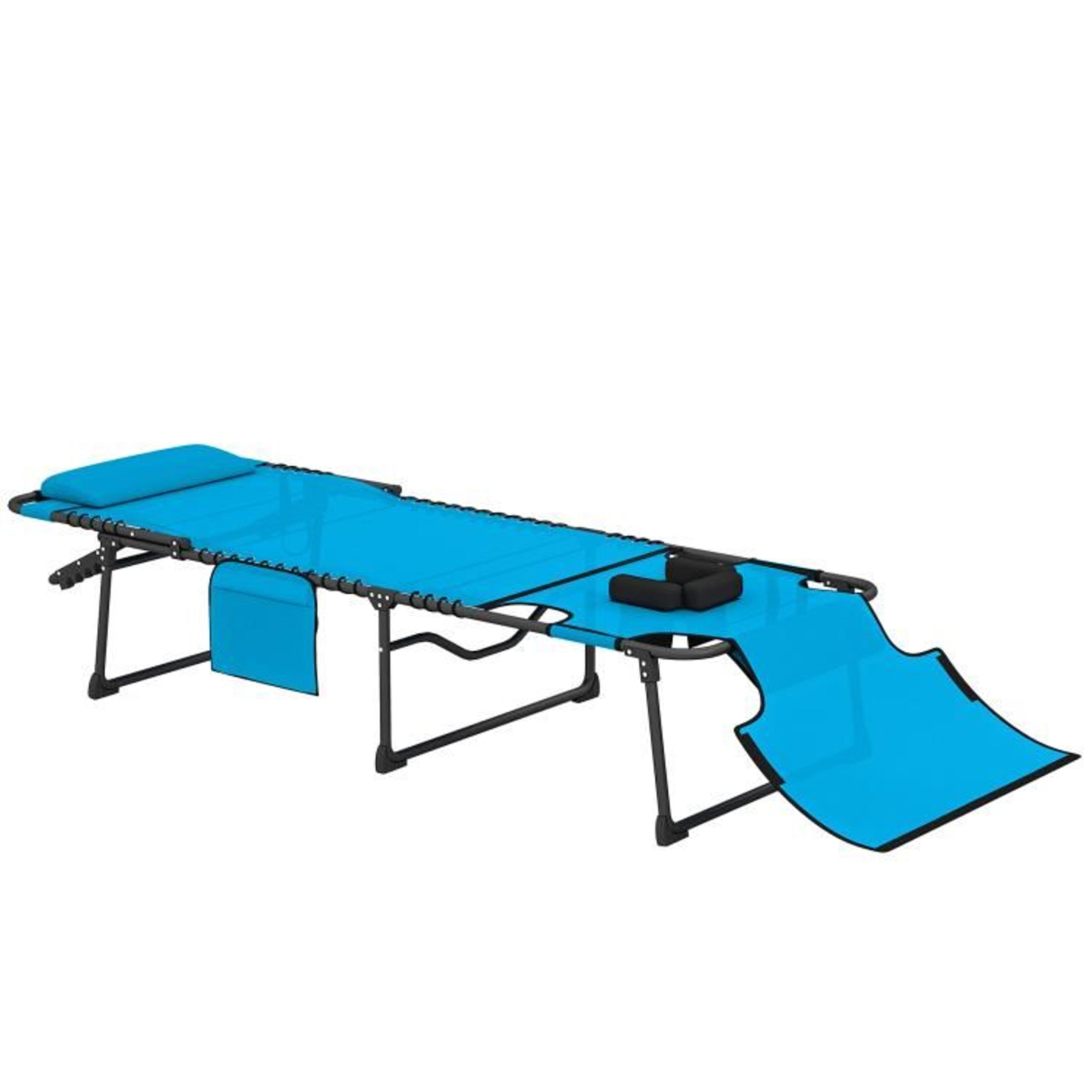 Folding Tanning Lounge Chair With 5Position Reclining Back And Face Hole  Blue 1
