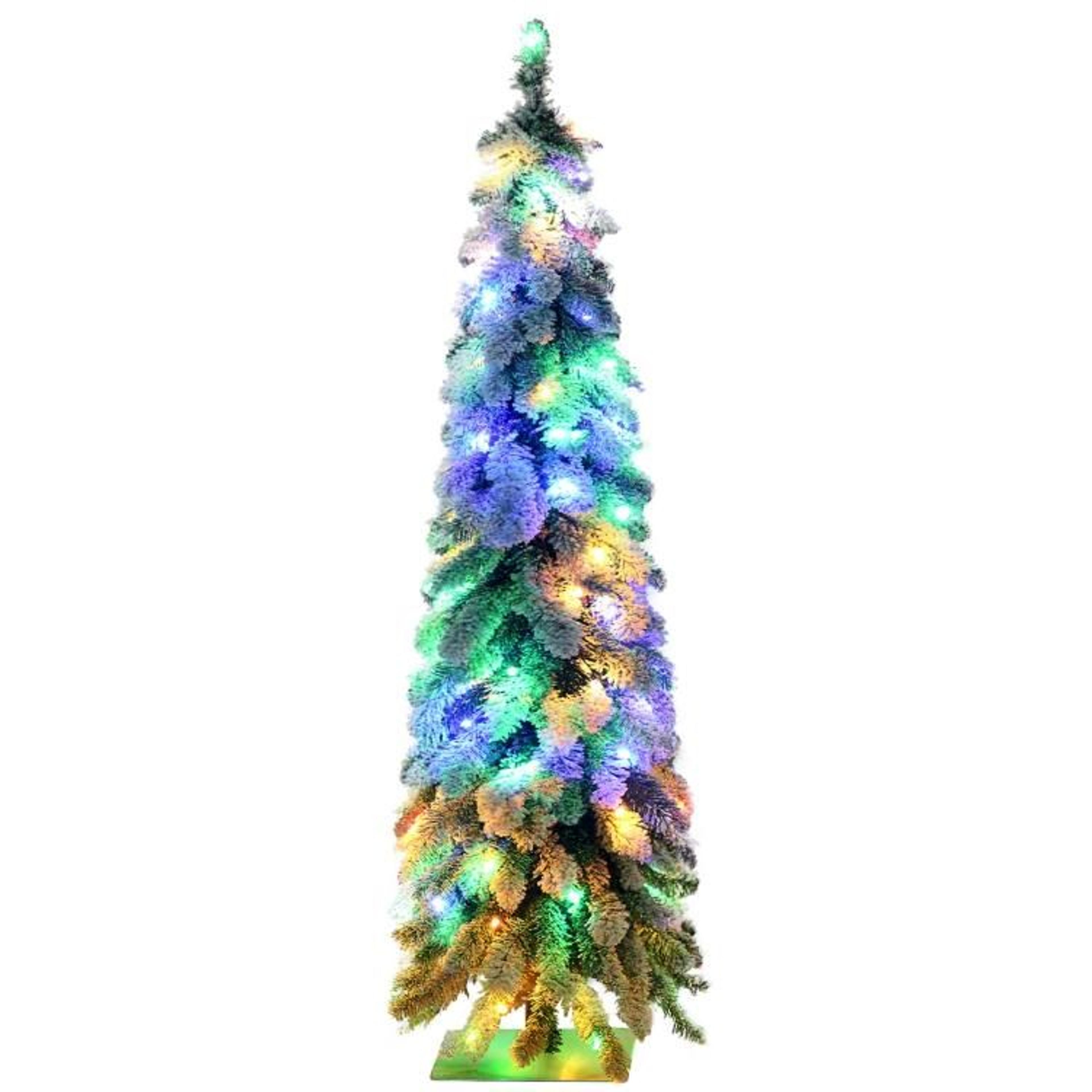 4 ft slim artificial christmas tree with snow-flocked branches and led lights