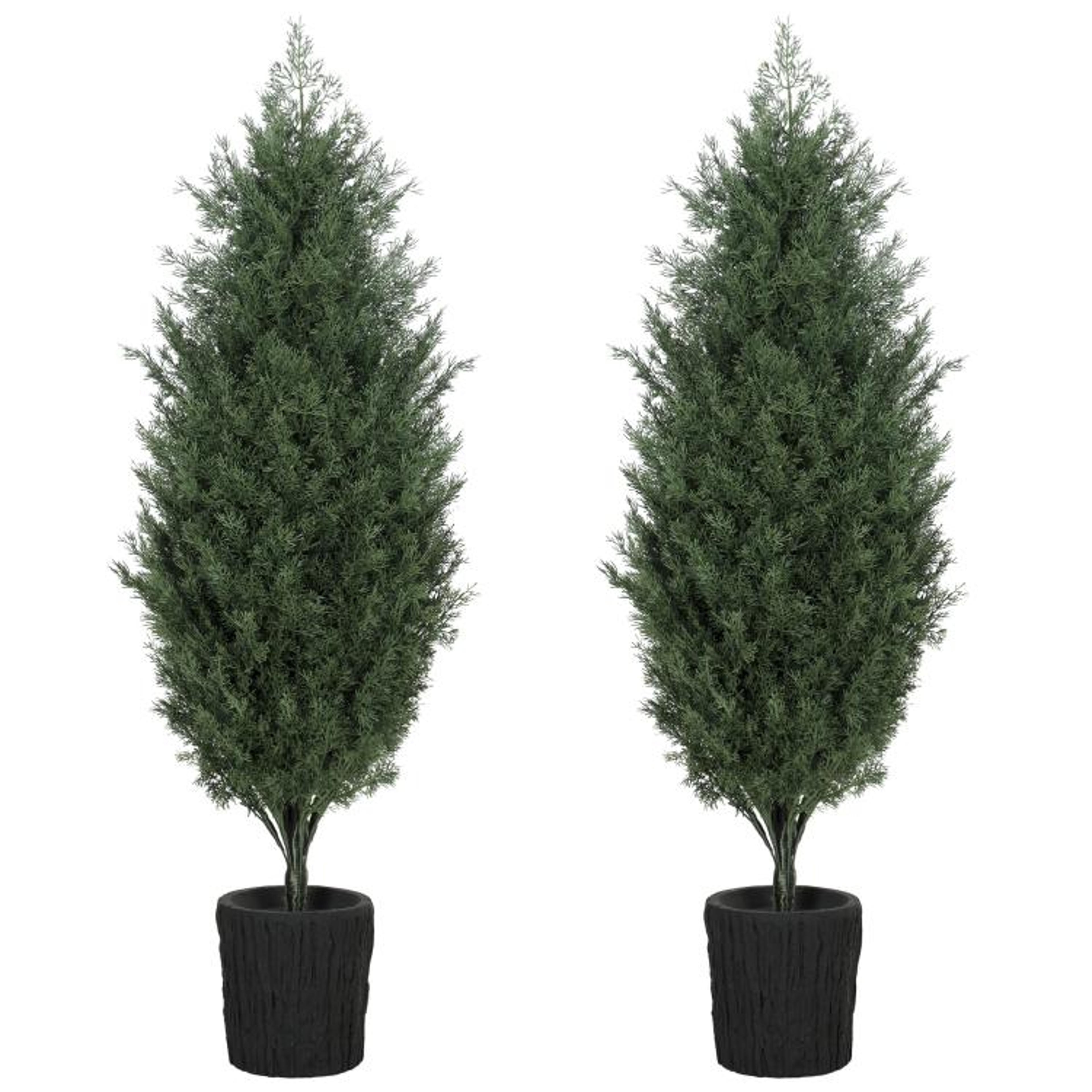 4ft artificial cedar christmas trees set of 2 with uv-resistant foliage