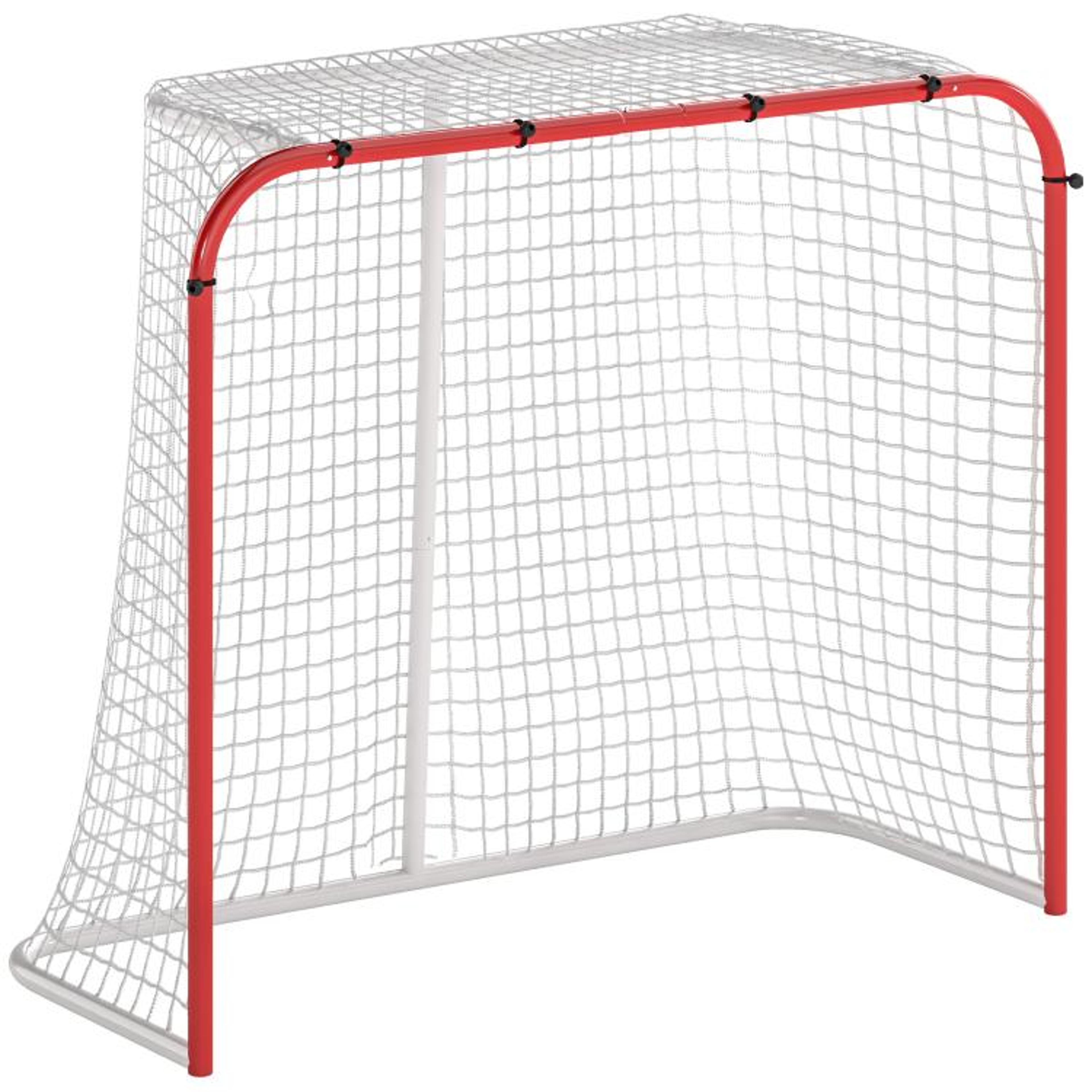 street hockey goal with rust-resistant steel frame and all-weather net