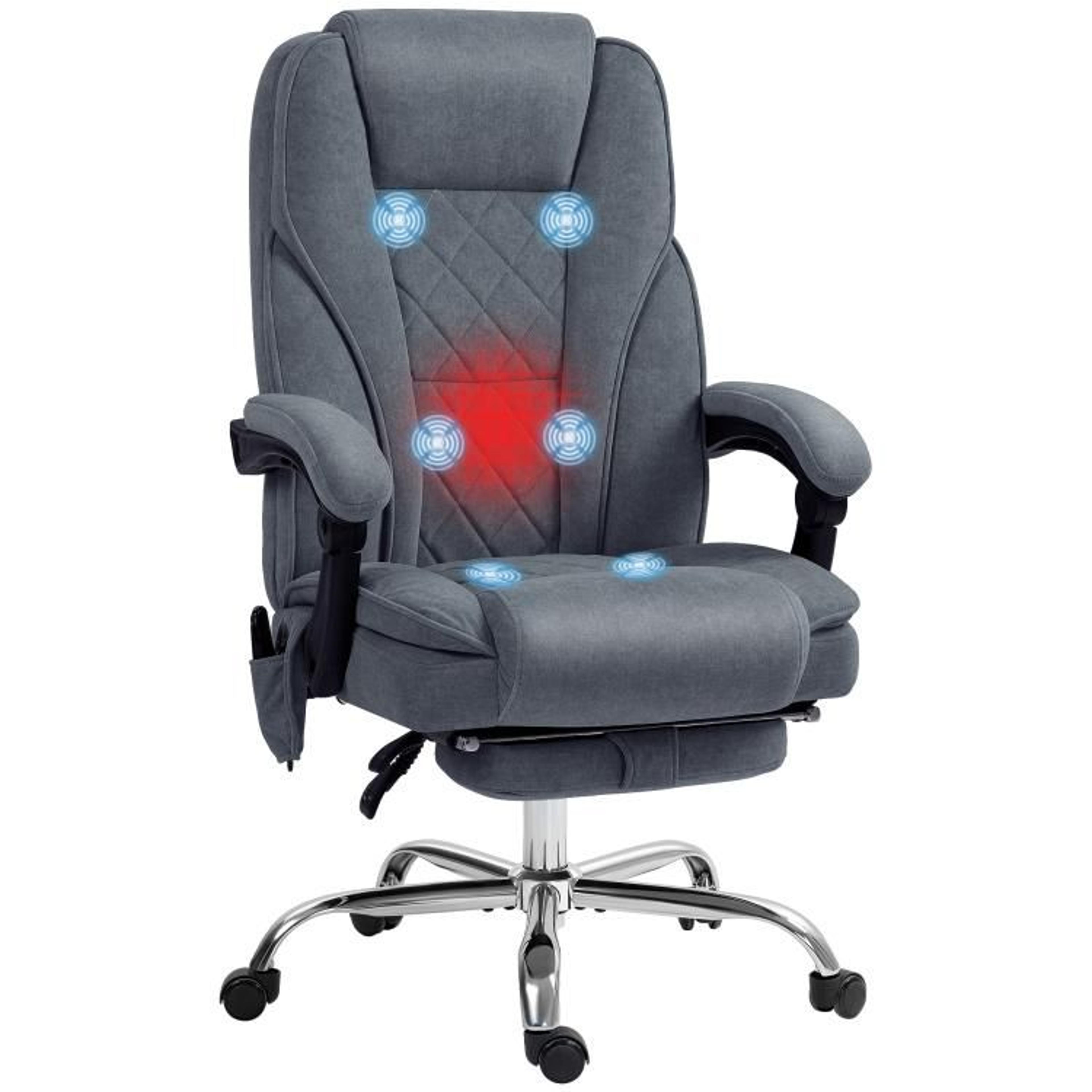 heated massage office chair with reclining backrest and footrest charcoal gray