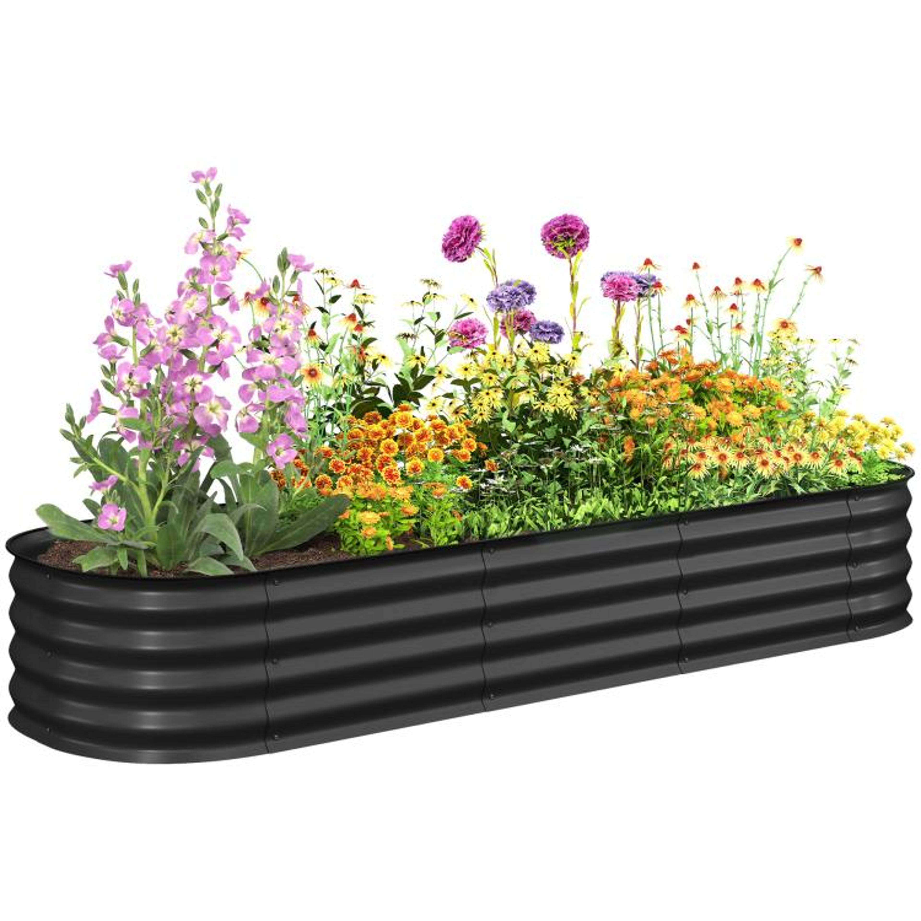 galvanized raised garden bed kit with safety edging dark gray metal planter box