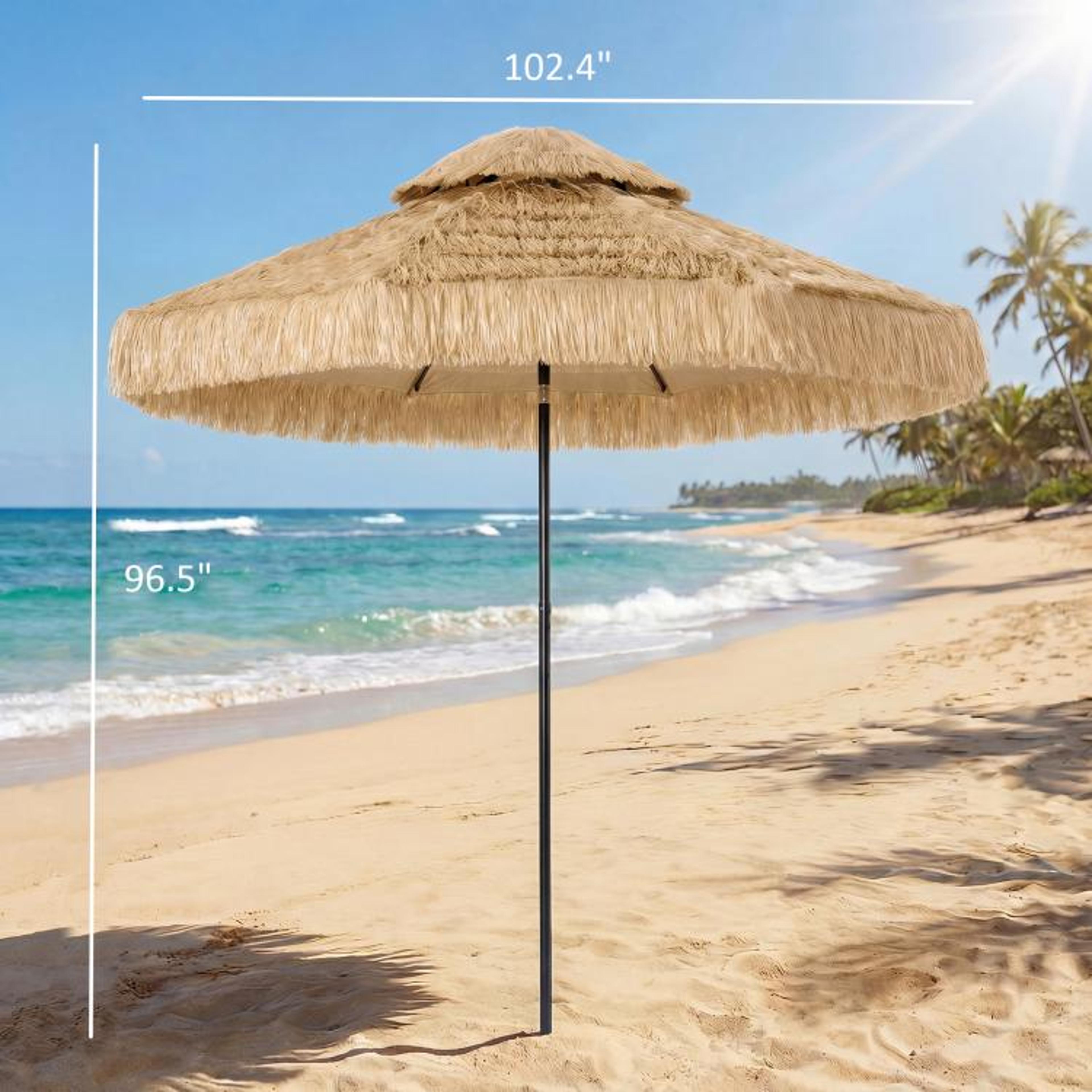 85 FT Thatched Tiki Patio Umbrella With DoubleTier Canopy Khaki 4