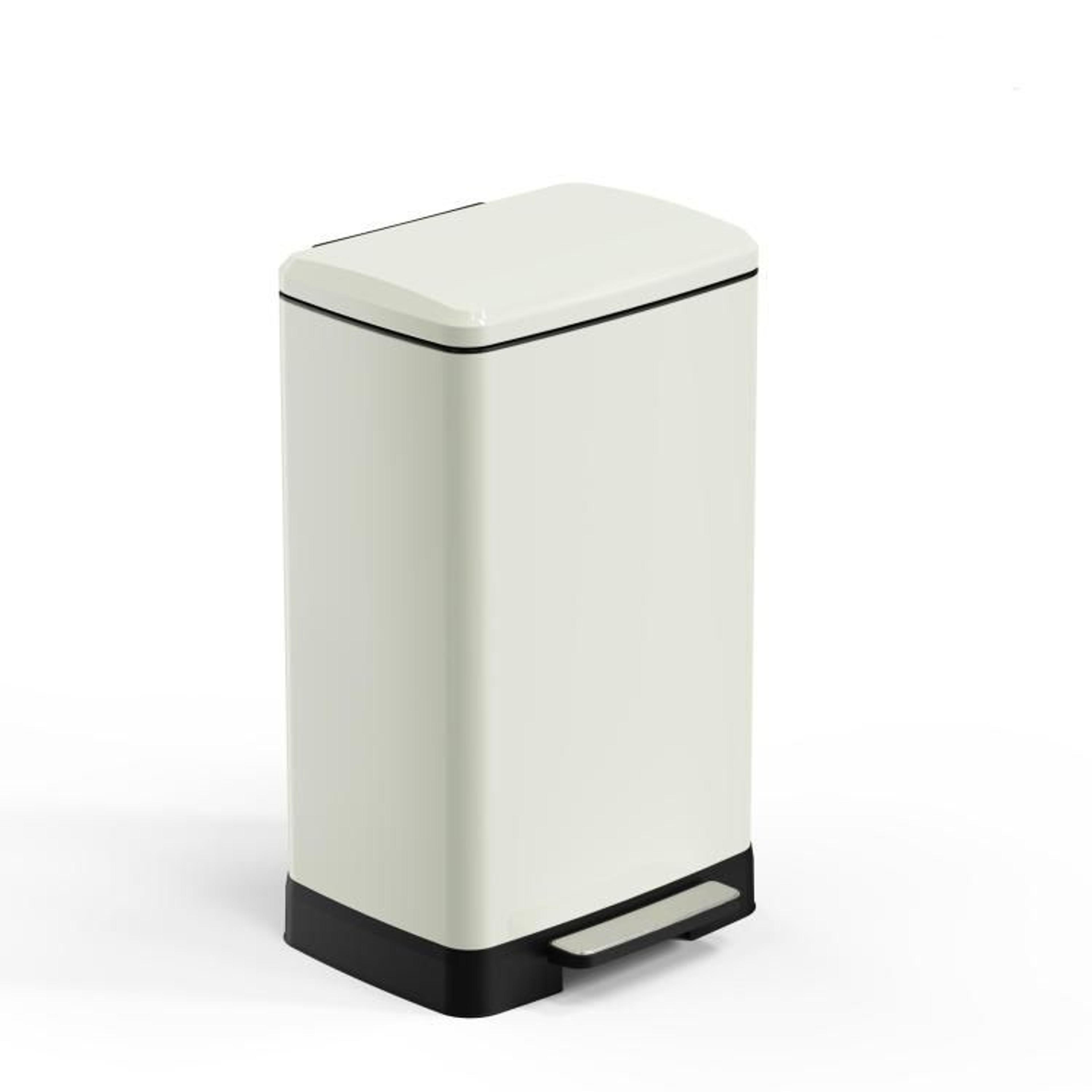 14 gallon white pedal trash can with soft close lid and removable inner bucket