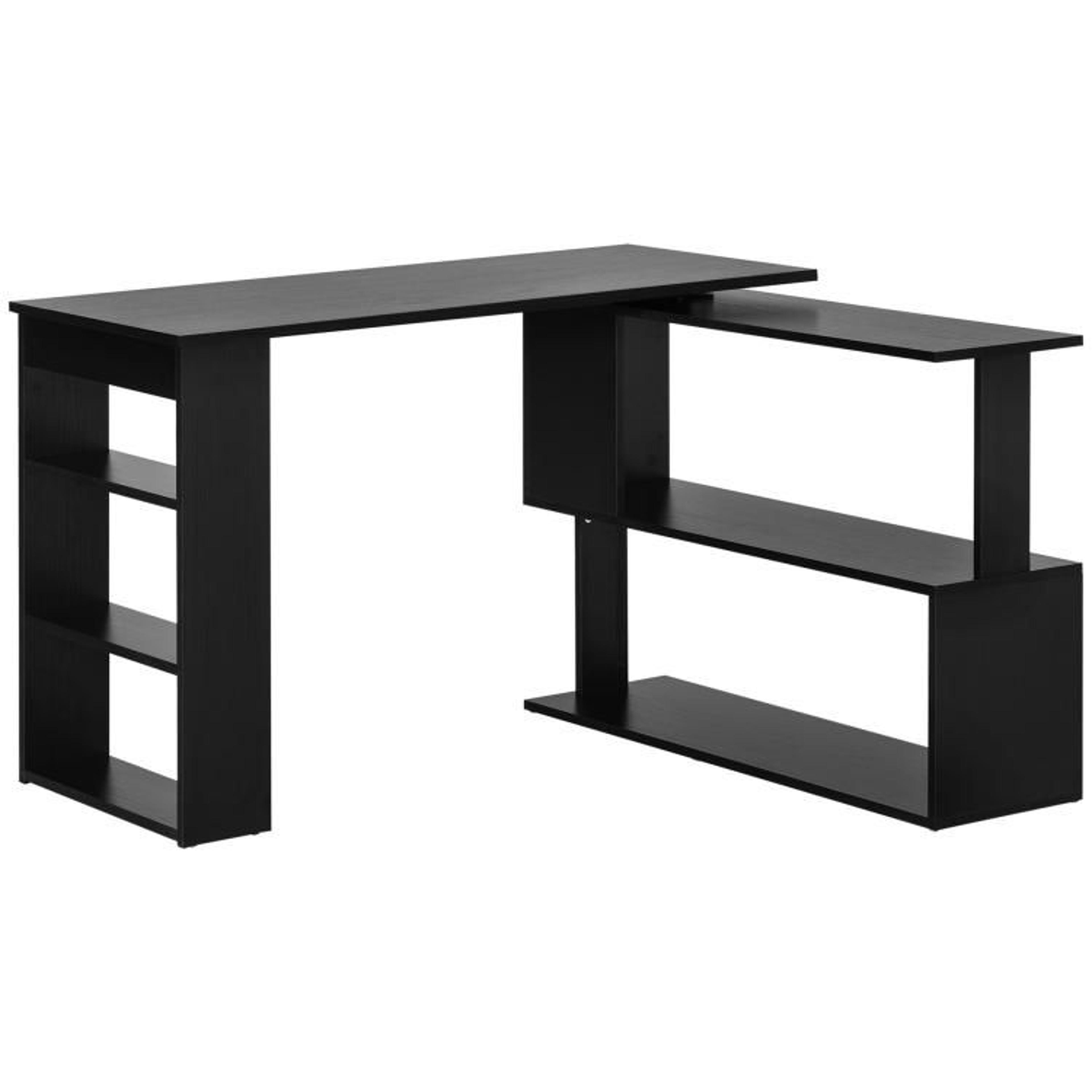 L Shaped Corner Computer Desk With 360 Rotating Design And Storage Shelves 1
