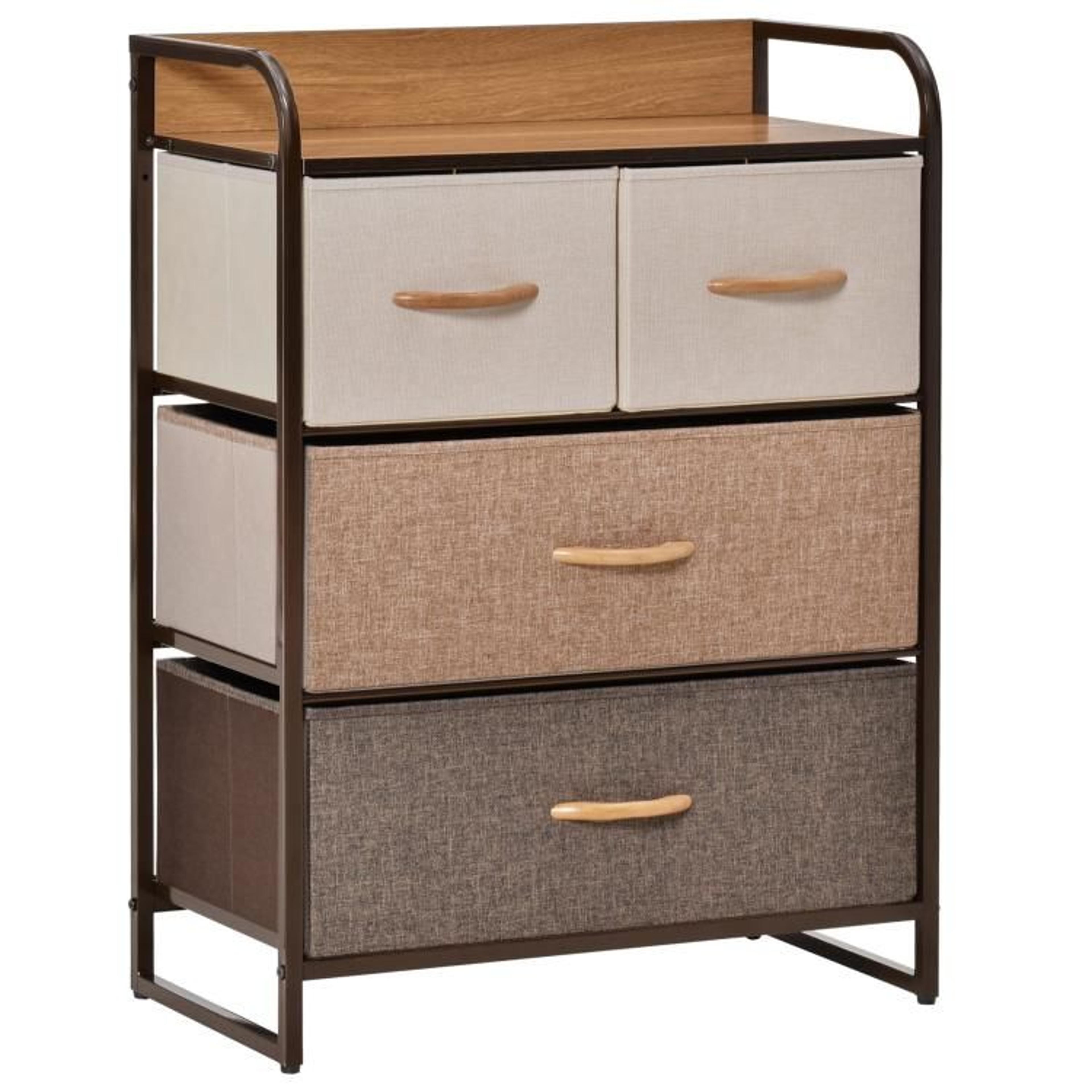 4-drawer storage dresser with steel frame and foldable drawers