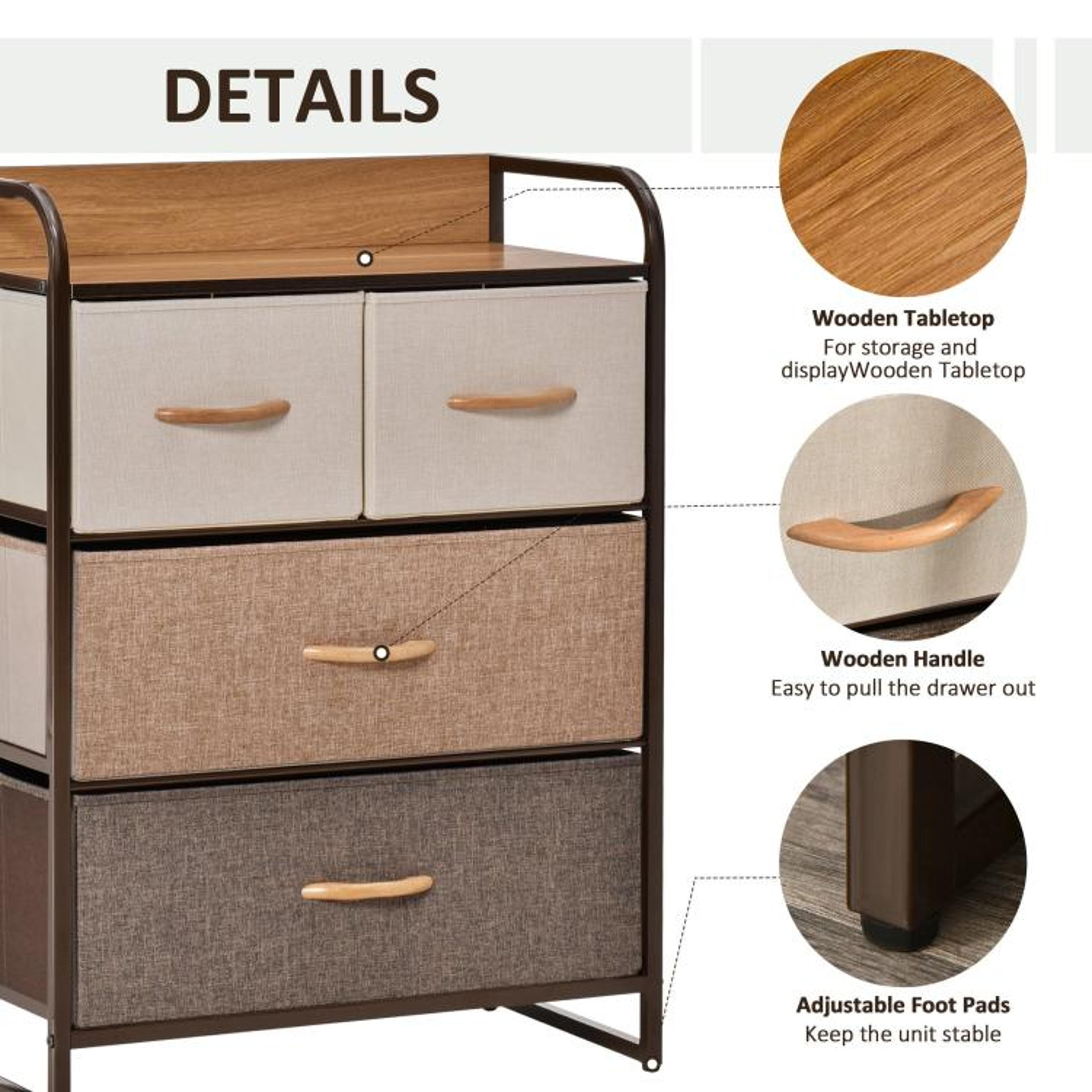 4Drawer Storage Dresser With Steel Frame And Foldable Drawers 5