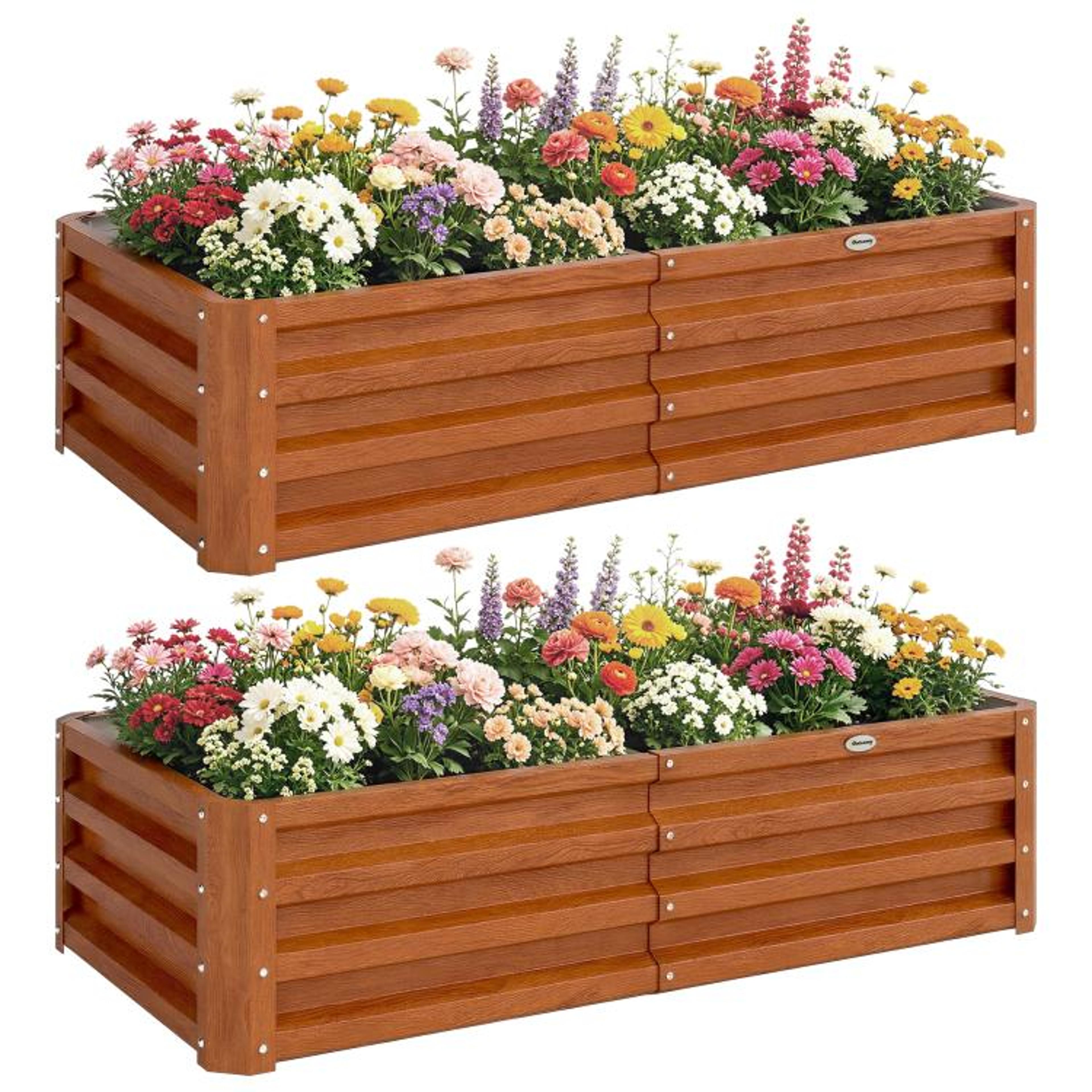 galvanized raised garden bed 4 x 2 ft metal planter box in brown