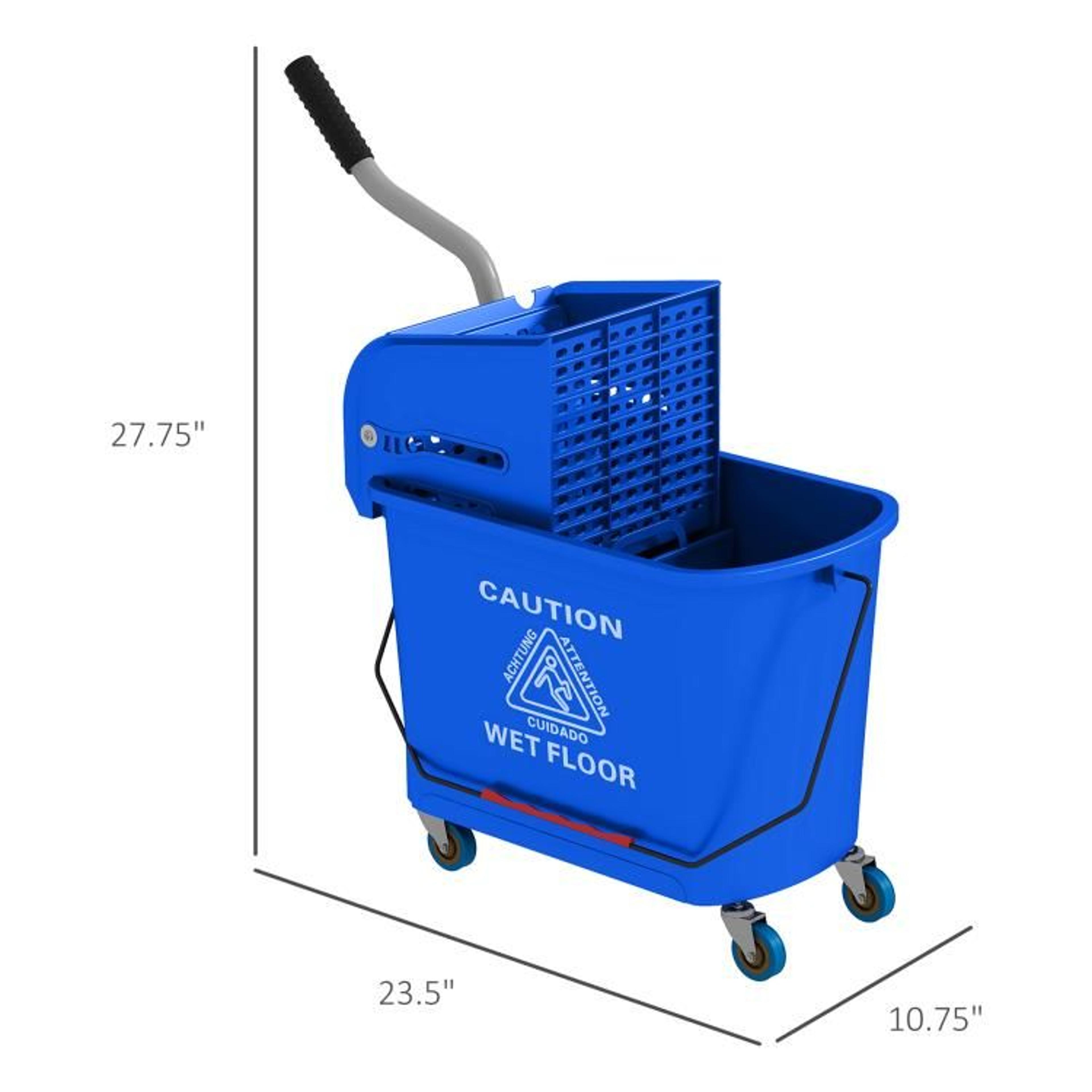 21 Quart Mop Bucket With Wringer And Wheels  Separate Clean And Dirty Water 3