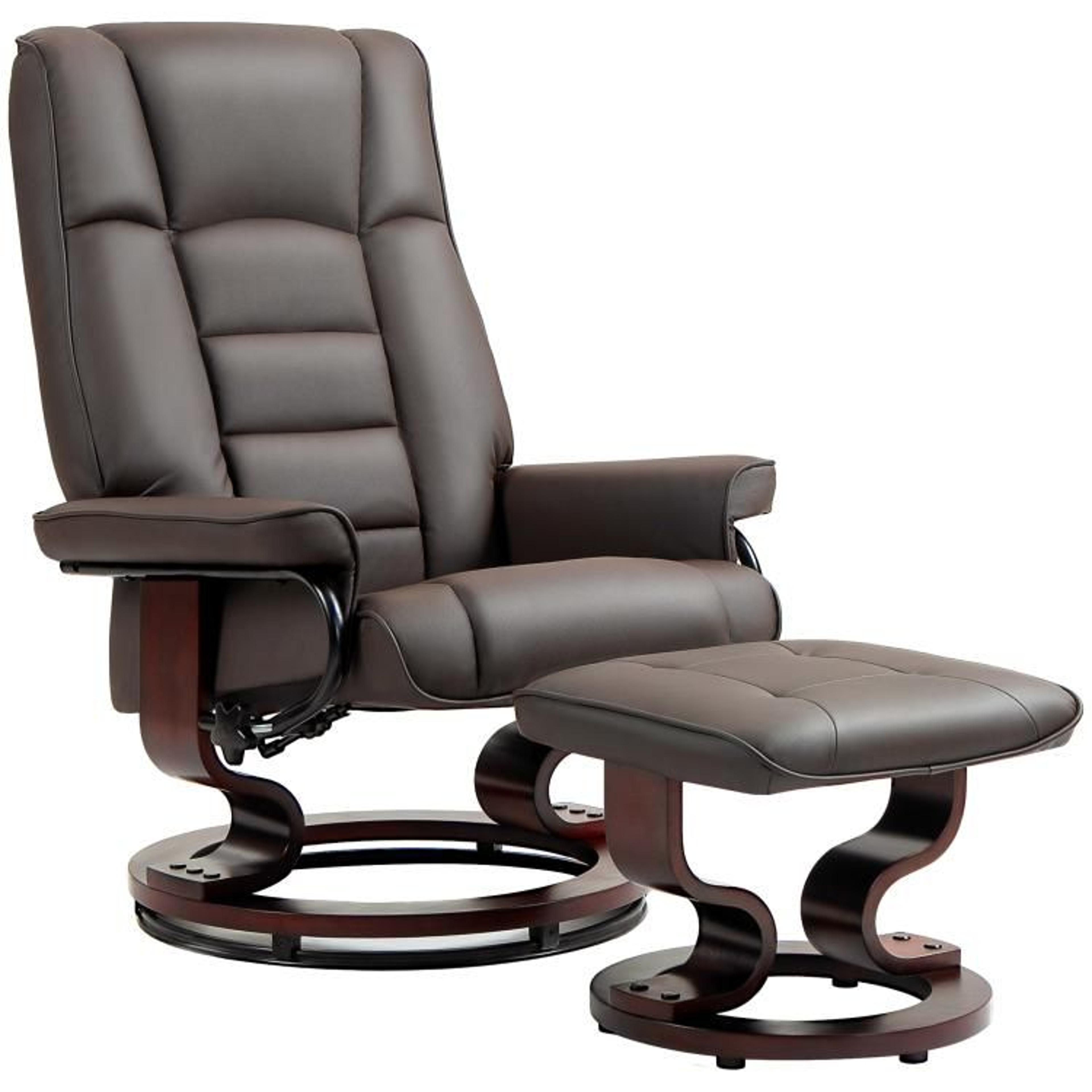 swivel reclining chair with ottoman brown faux leather lounge chair