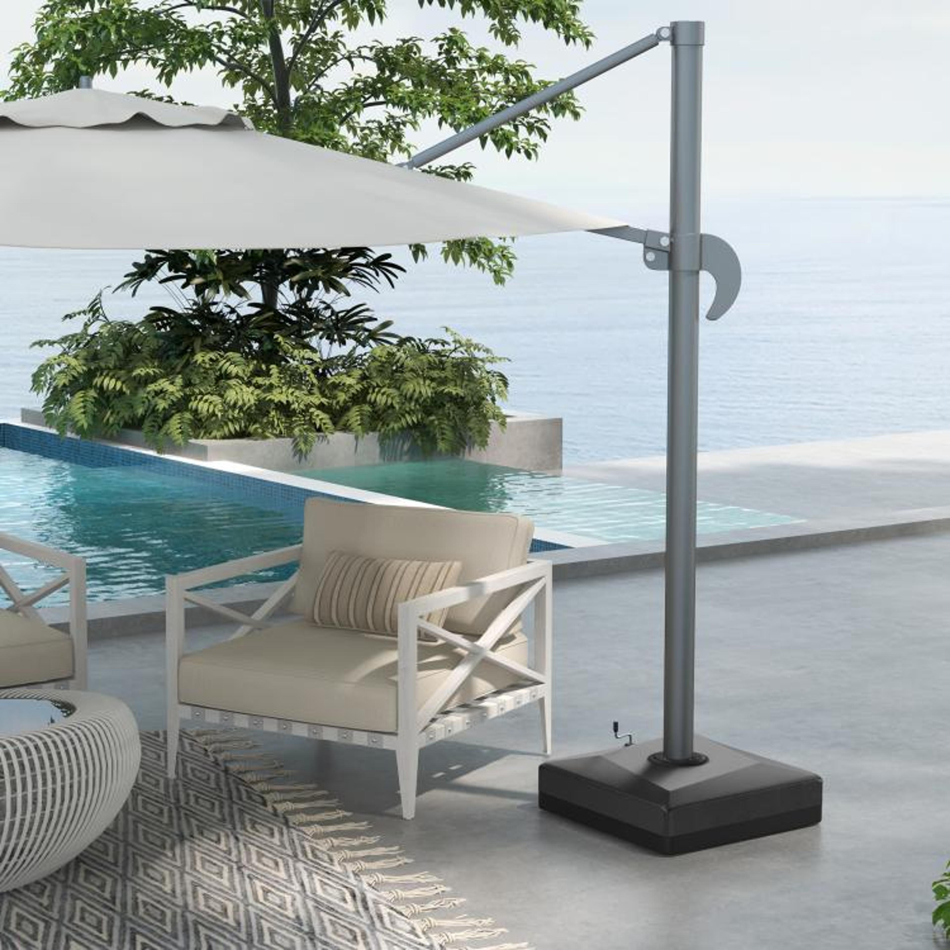 330 Lb Fillable Cantilever Umbrella Base With Wheels And Adjustable Feet  Black 2