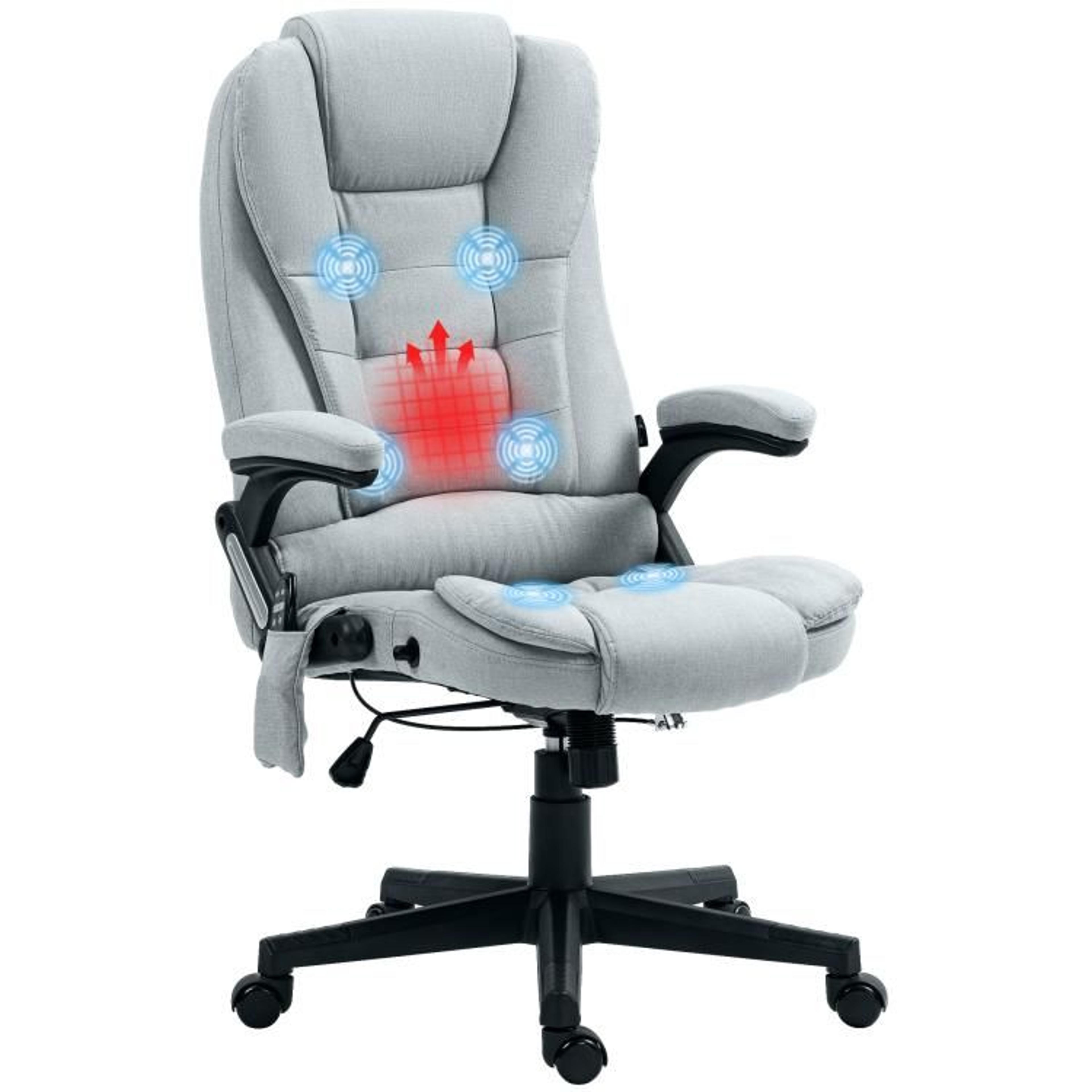 6-point vibrating massage office chair with heat and reclining high back