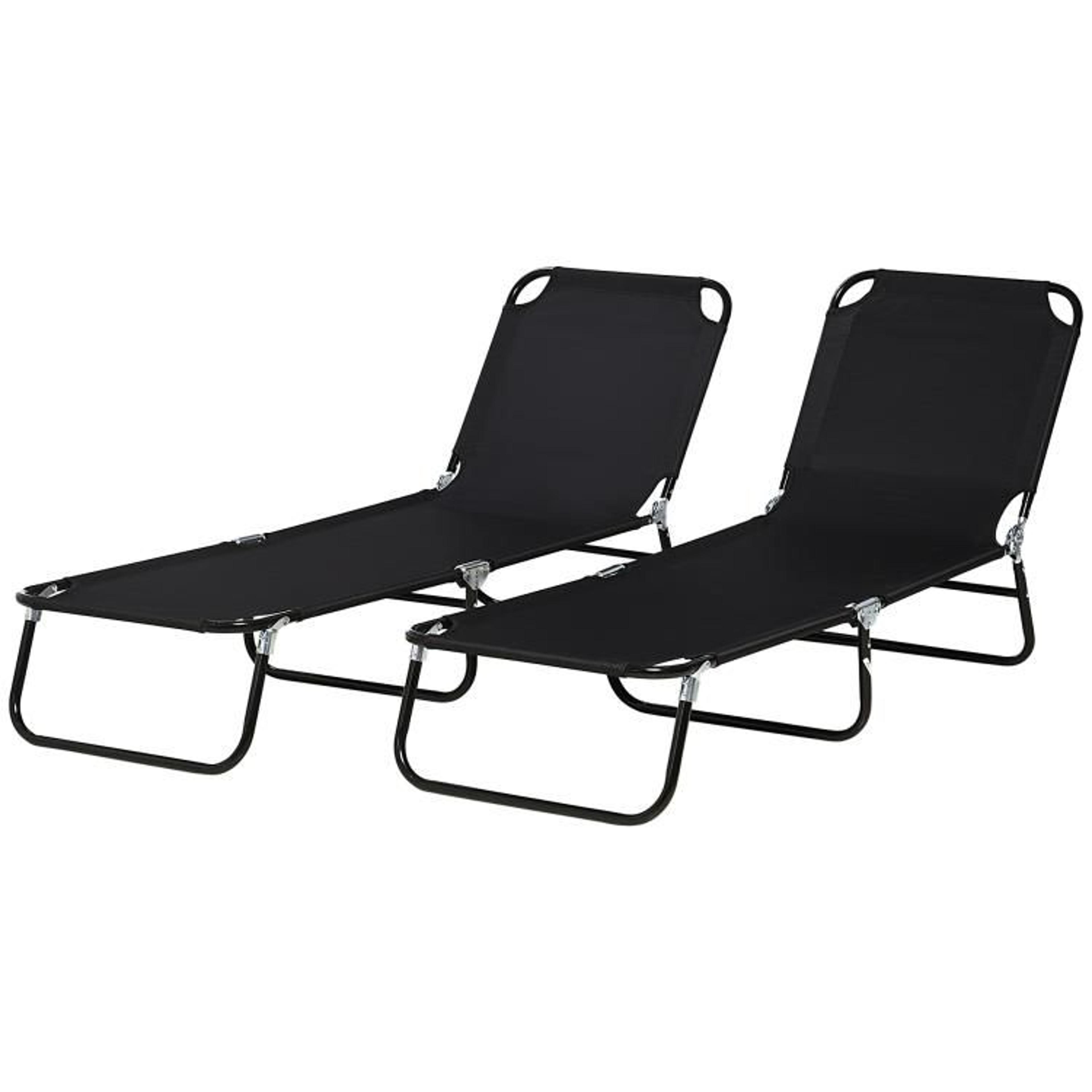 folding outdoor chaise lounge chair with 5-position reclining backrest black