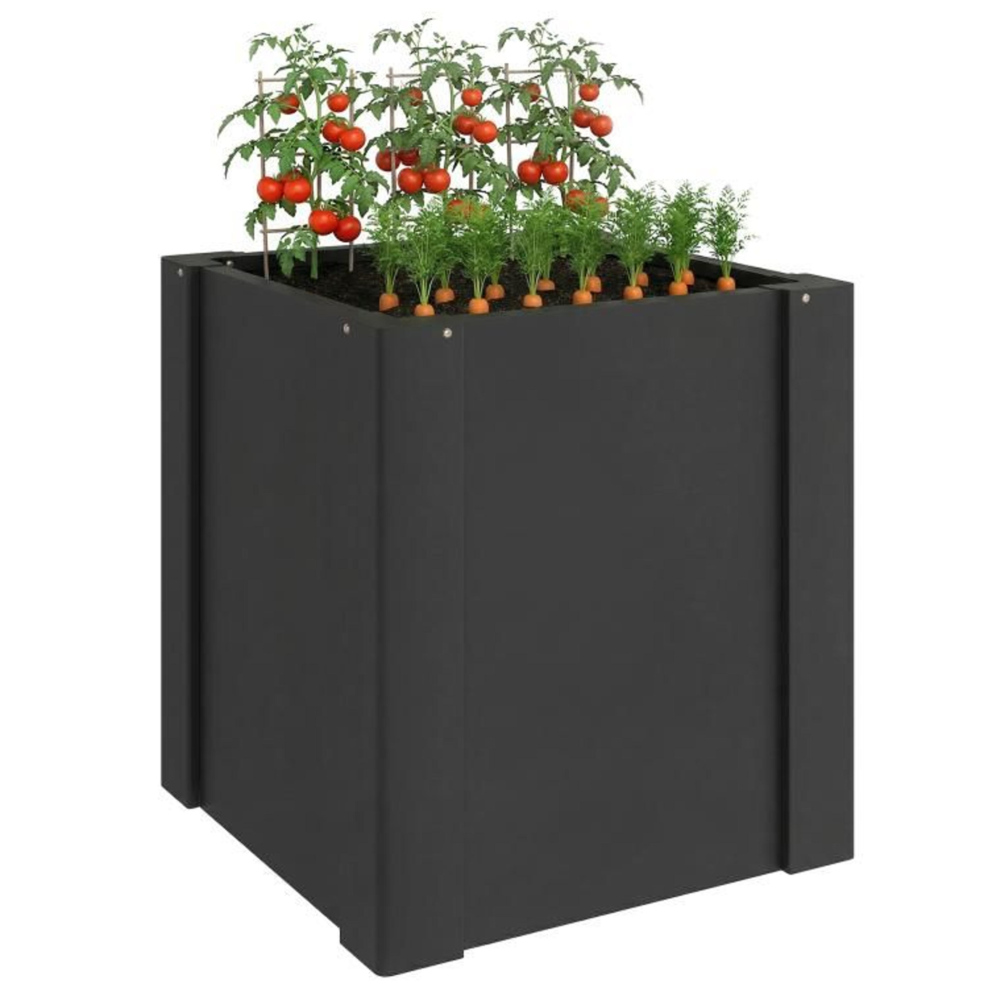 galvanized raised garden bed outdoor metal planter box with gloves  black