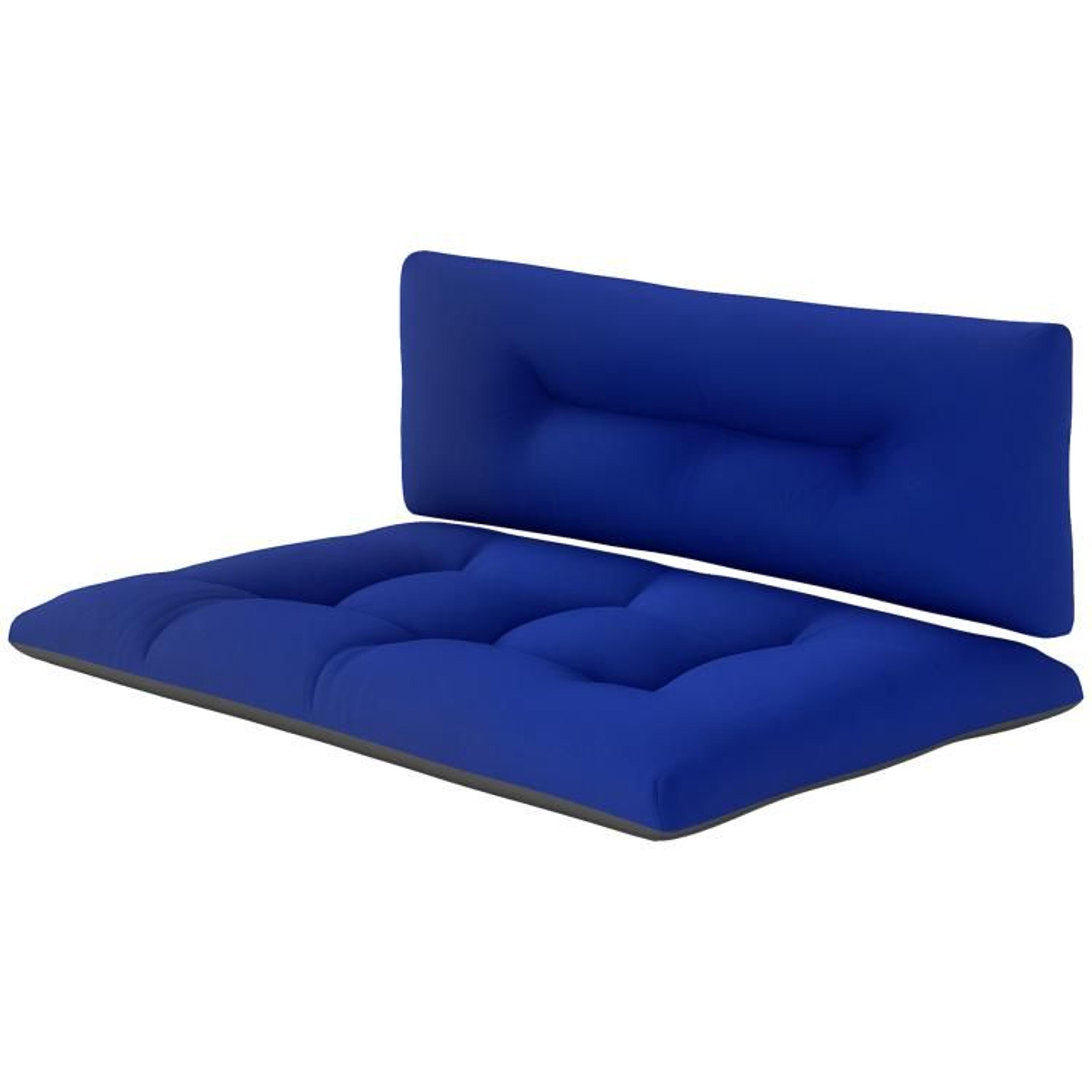 outdoor pallet cushions 2-piece tufted patio sofa set 3.9-inch thick navy blue