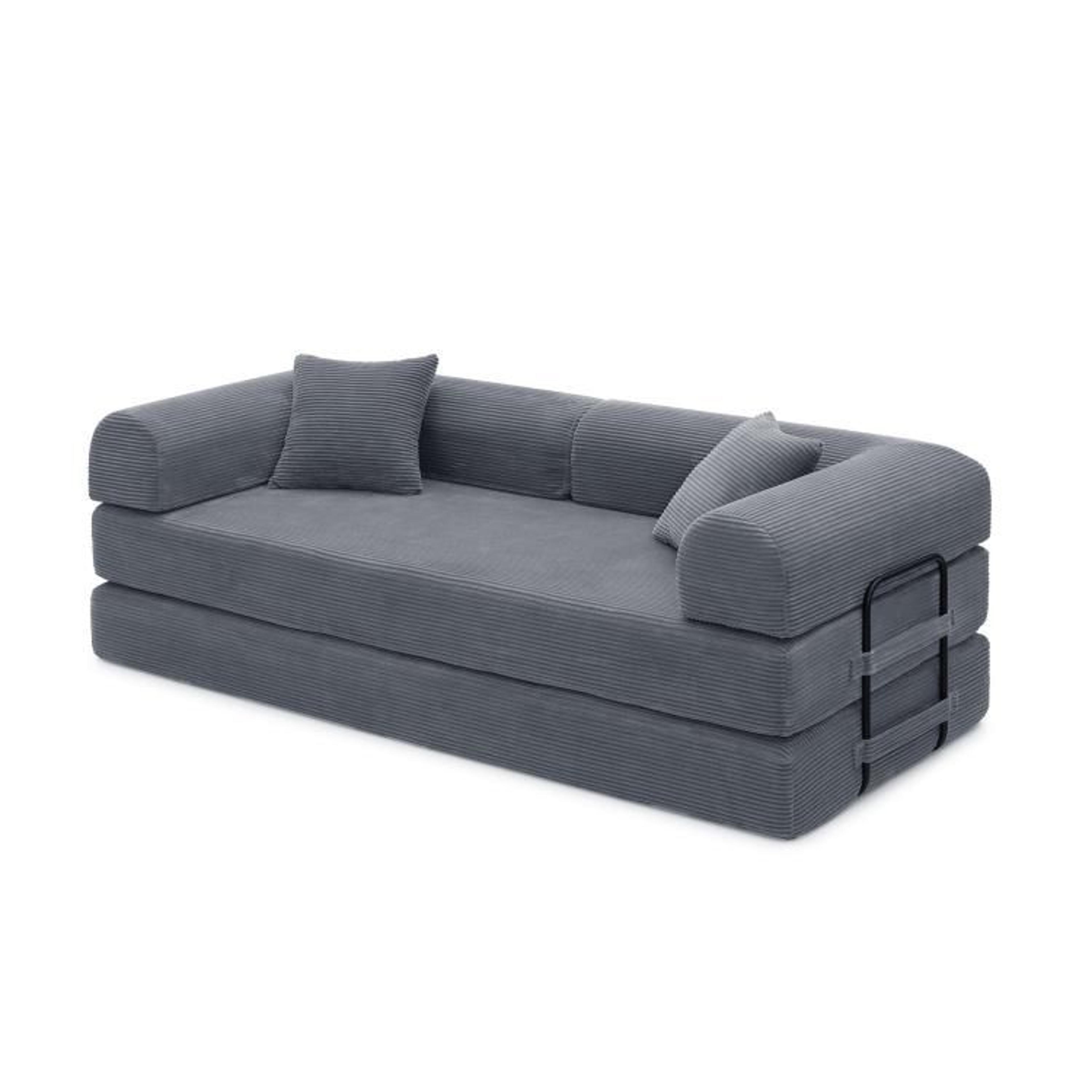 Convertible Sleeper Sofa Bed With Corduroy Upholstery  Dark Gray 5
