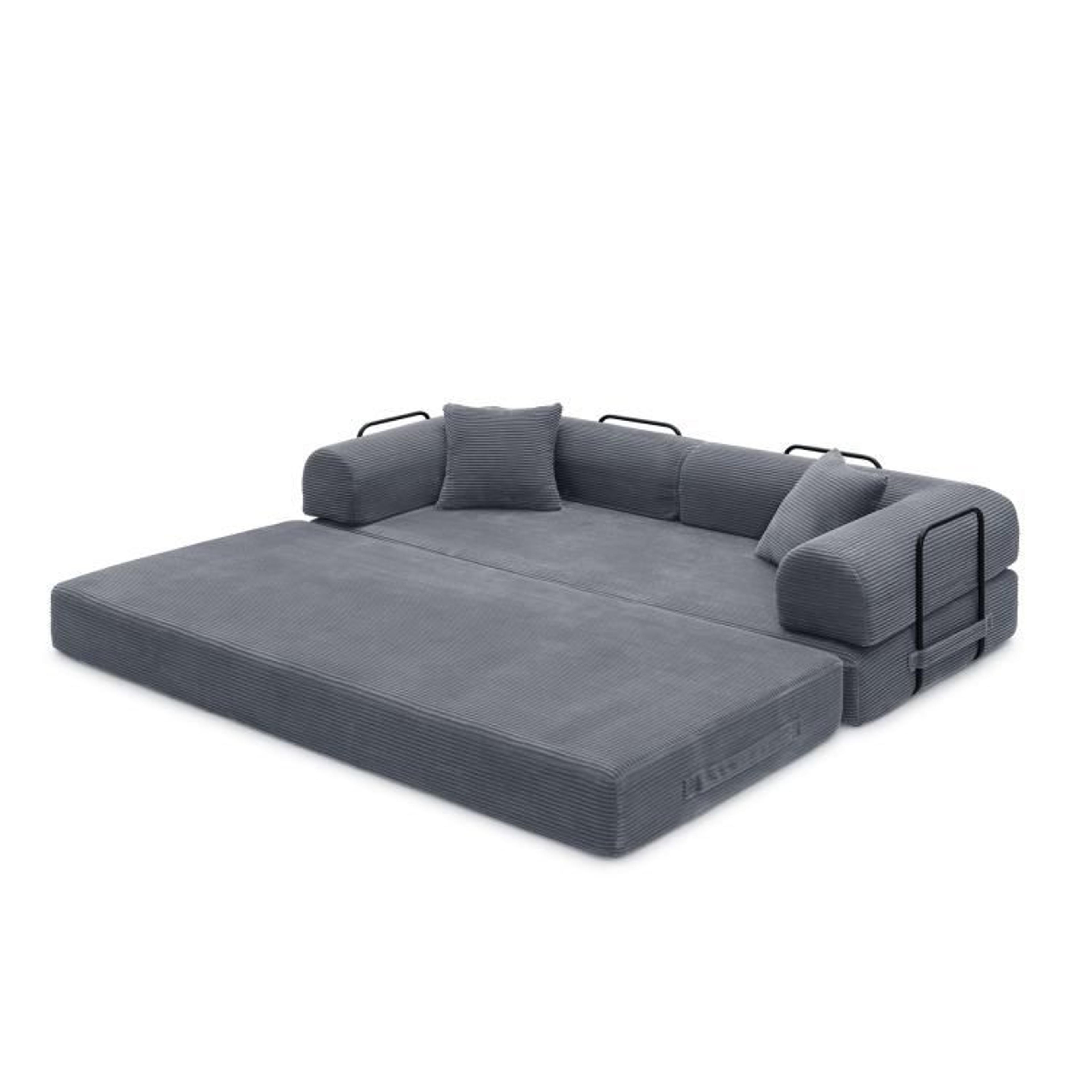Convertible Sleeper Sofa Bed With Corduroy Upholstery  Dark Gray 6