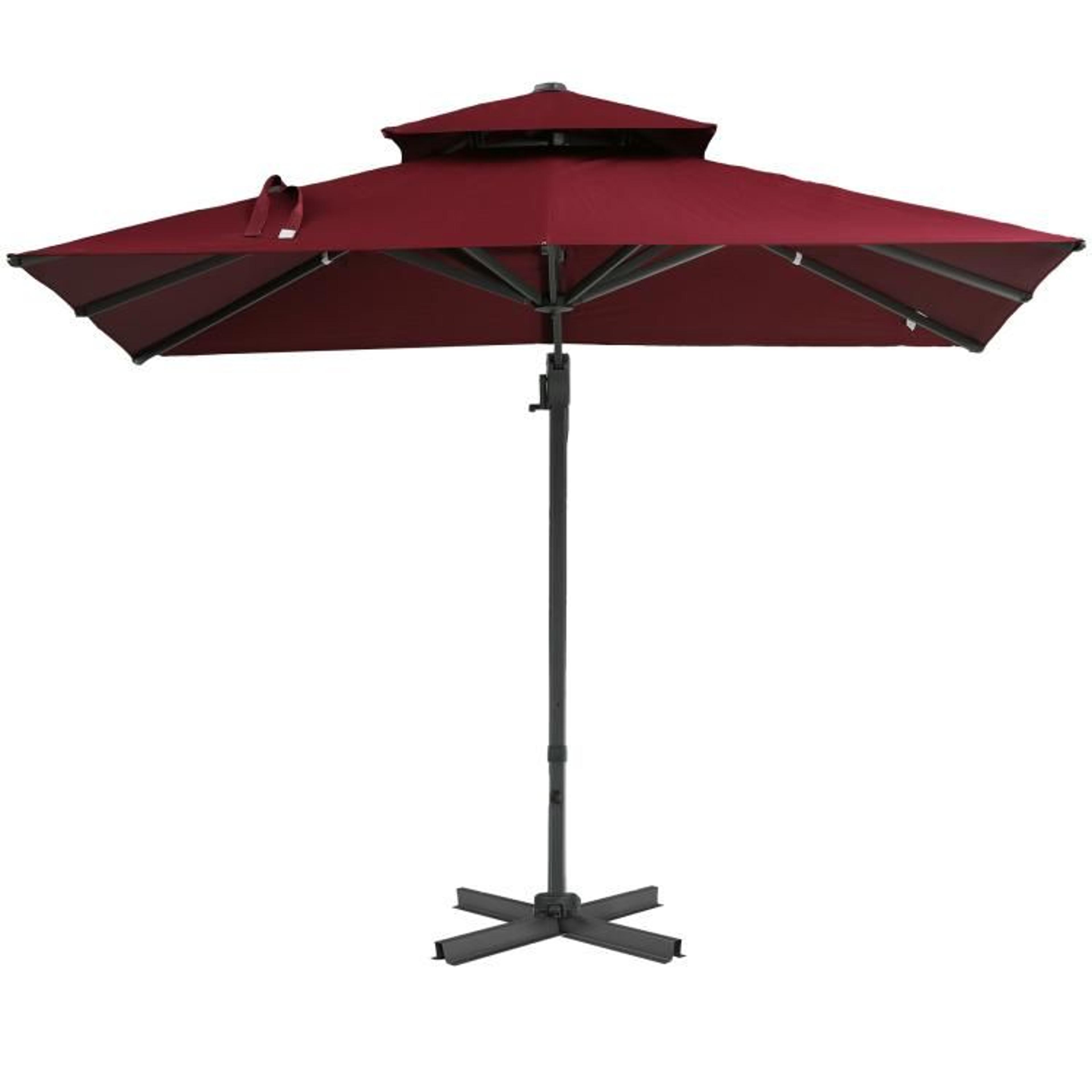10 Ft Red Offset Patio Umbrella With 360 Rotation And Adjustable Tilt 1