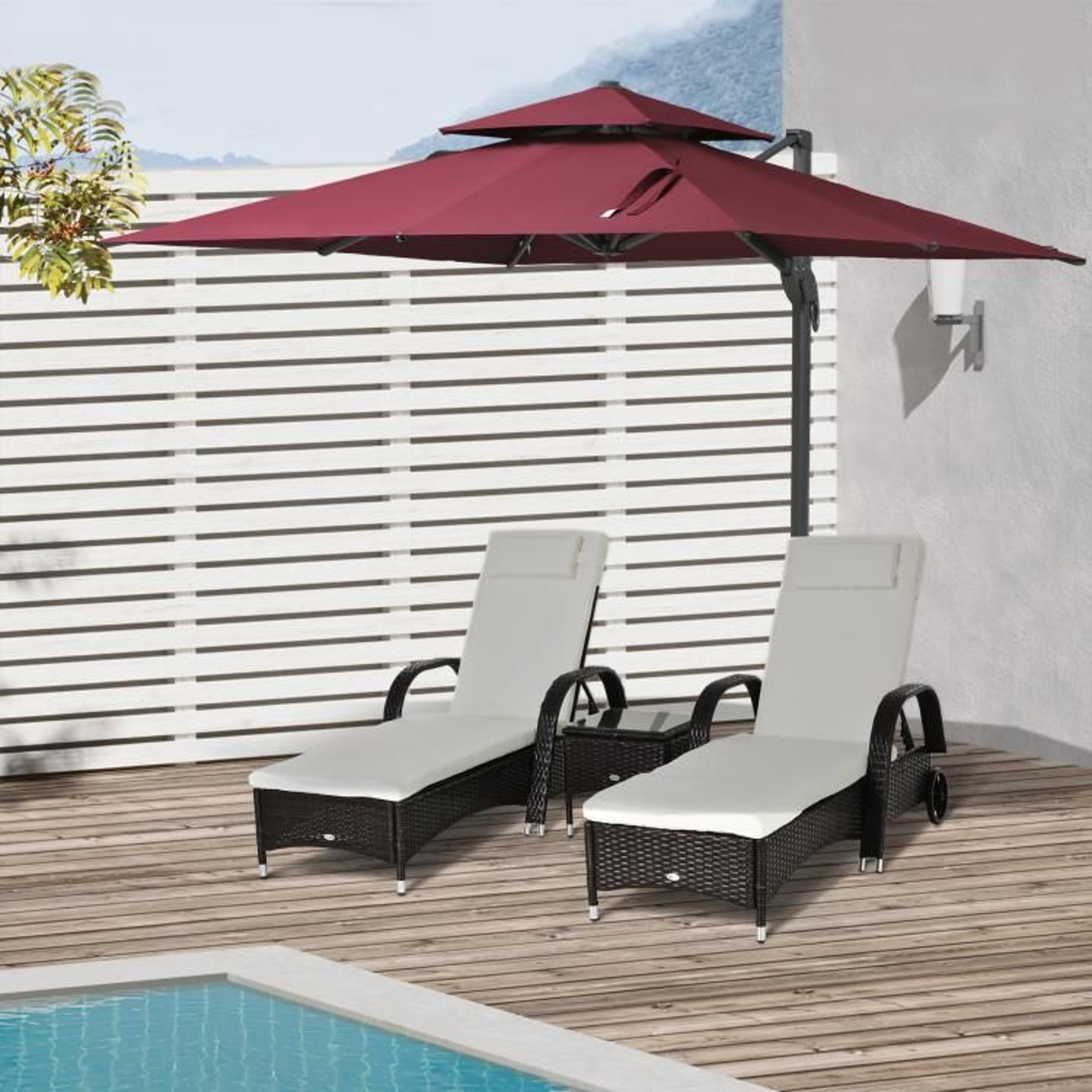 10 Ft Red Offset Patio Umbrella With 360 Rotation And Adjustable Tilt 3