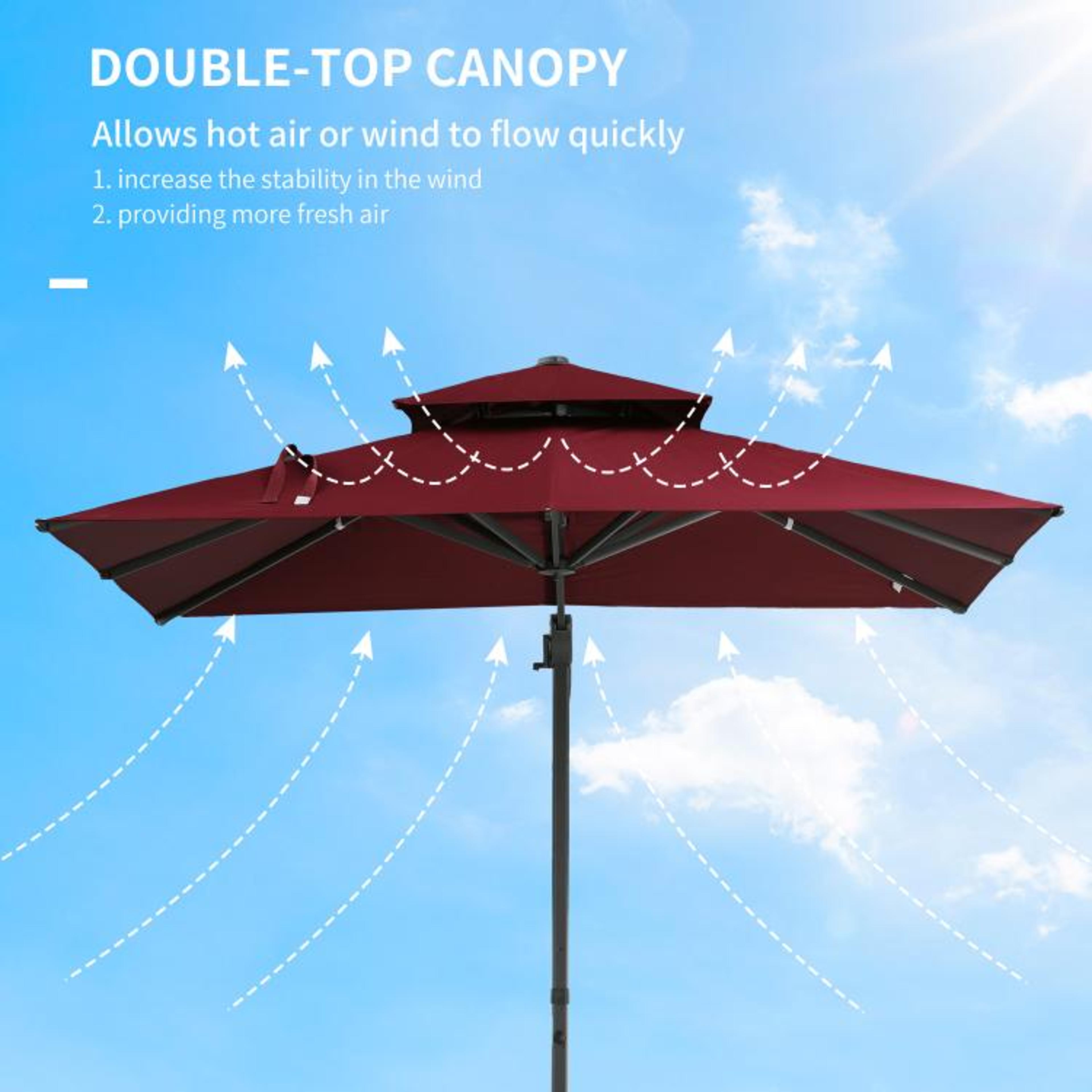 10 Ft Red Offset Patio Umbrella With 360 Rotation And Adjustable Tilt 6