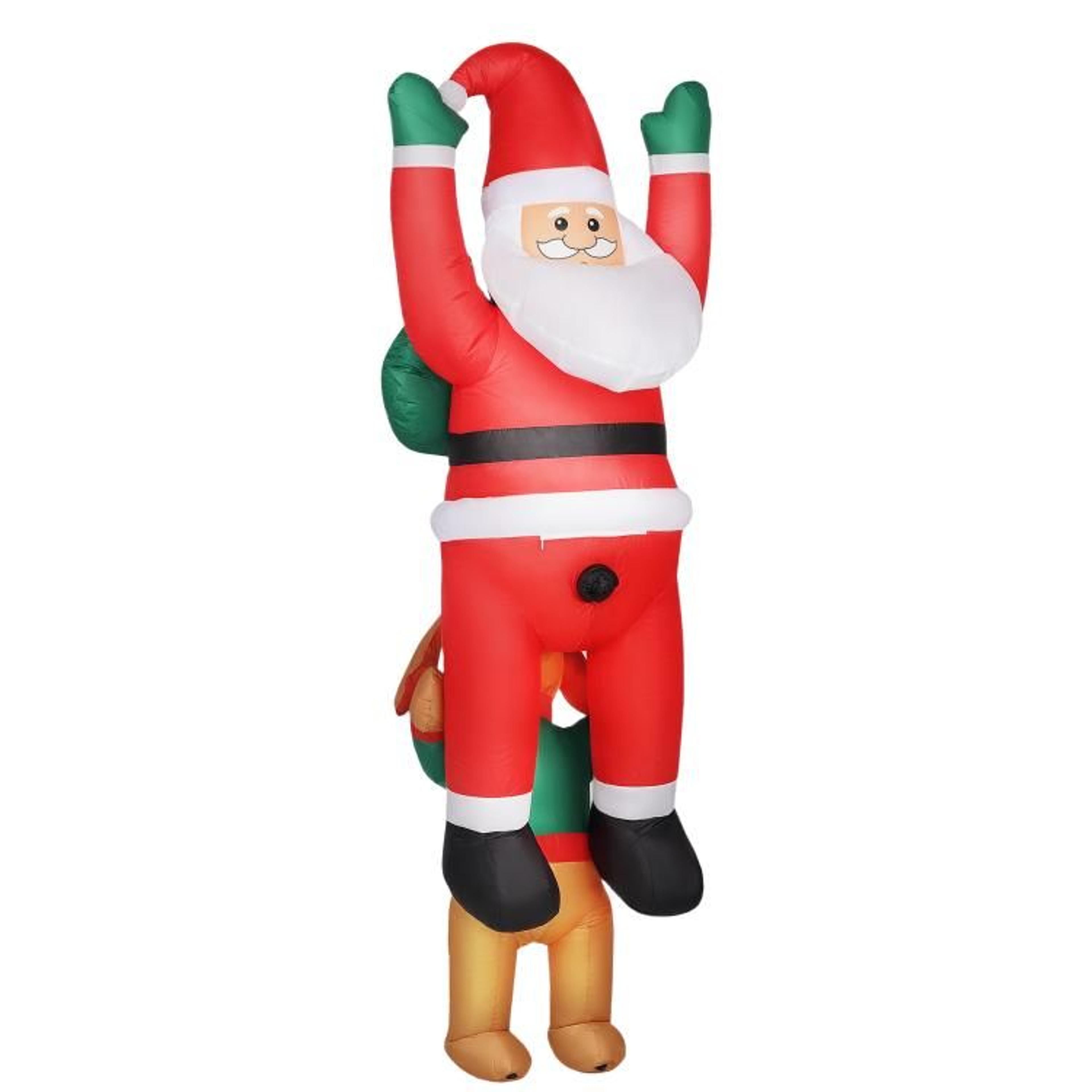 7FT Hanging Christmas Inflatable Santa With Dog And LED Lights 1