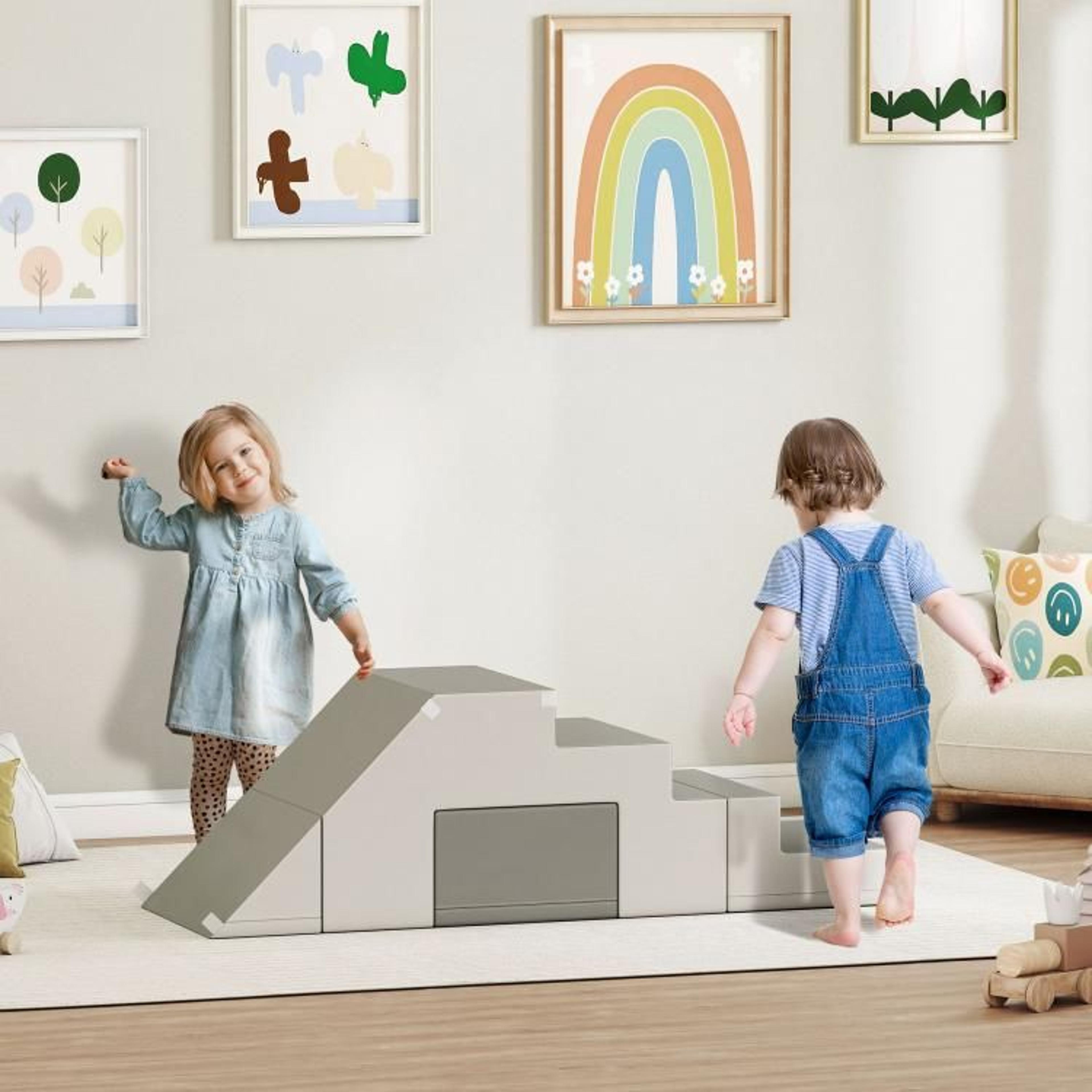 Foam Climbing Blocks For Toddlers Ages 13  Light Gray 2