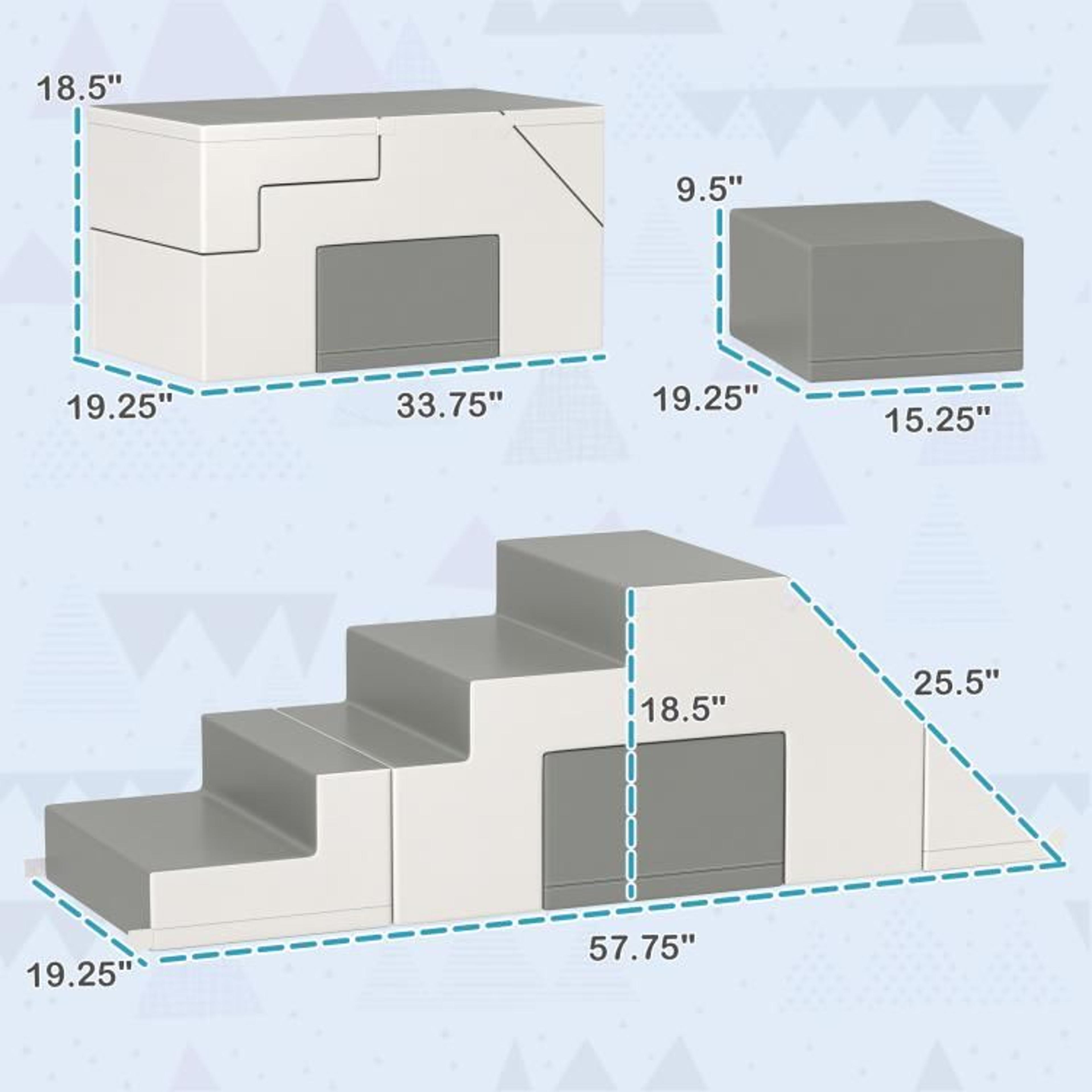 Foam Climbing Blocks For Toddlers Ages 13  Light Gray 4