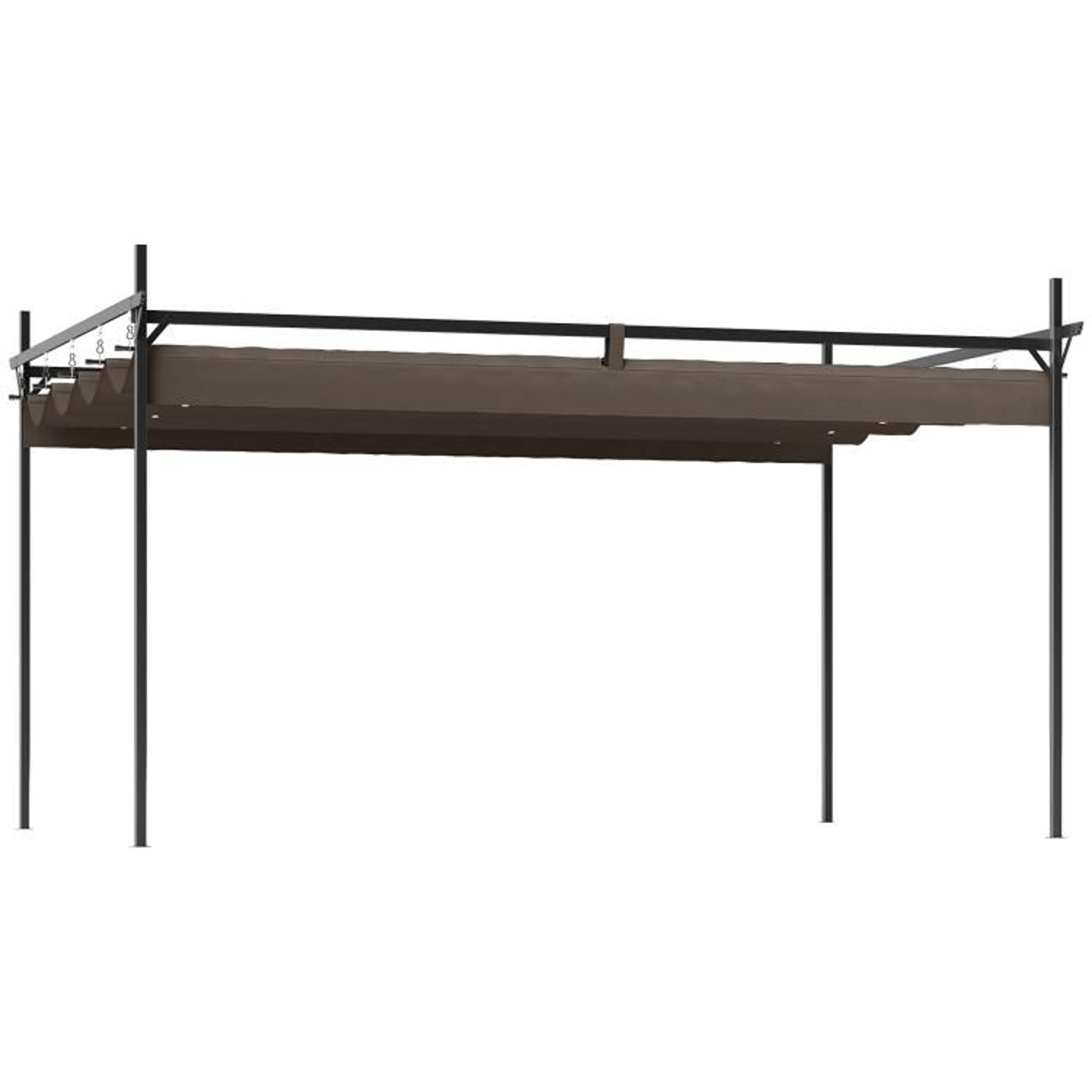 10 x 13 ft metal pergola with retractable canopy for patio and backyard brown