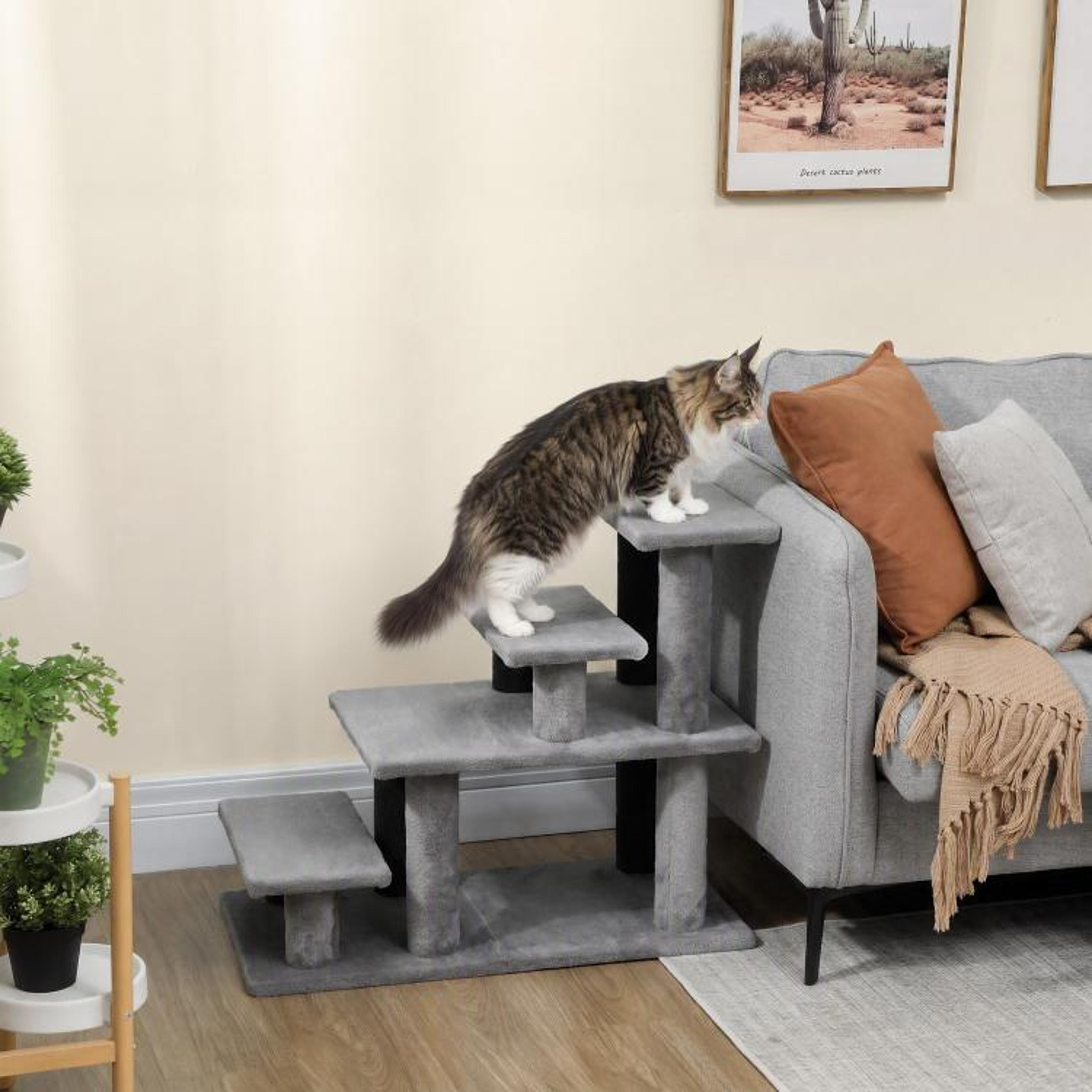 Adjustable Cat Stairs For Beds And Sofas With Scratching Post  Gray 2