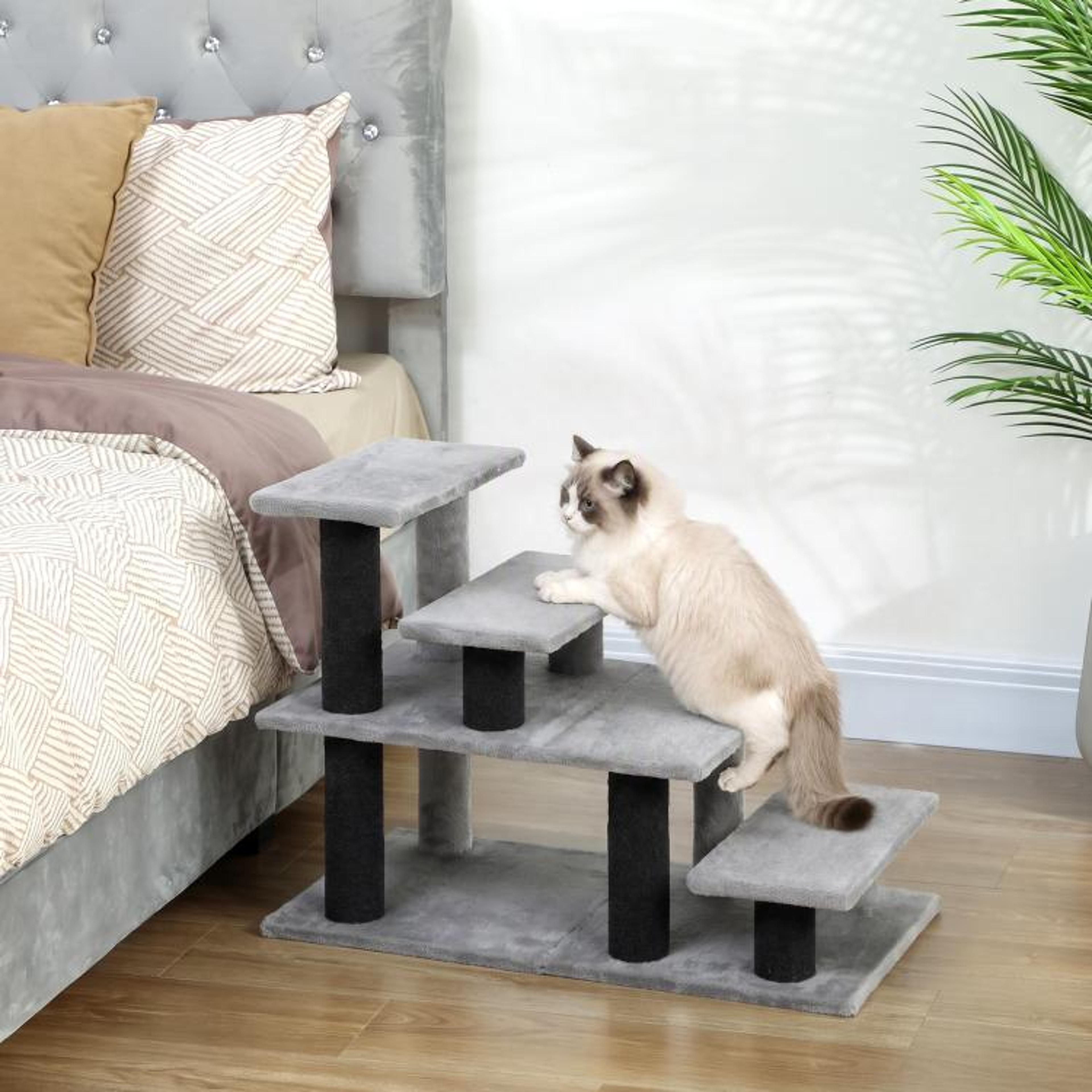 Adjustable Cat Stairs For Beds And Sofas With Scratching Post  Gray 3