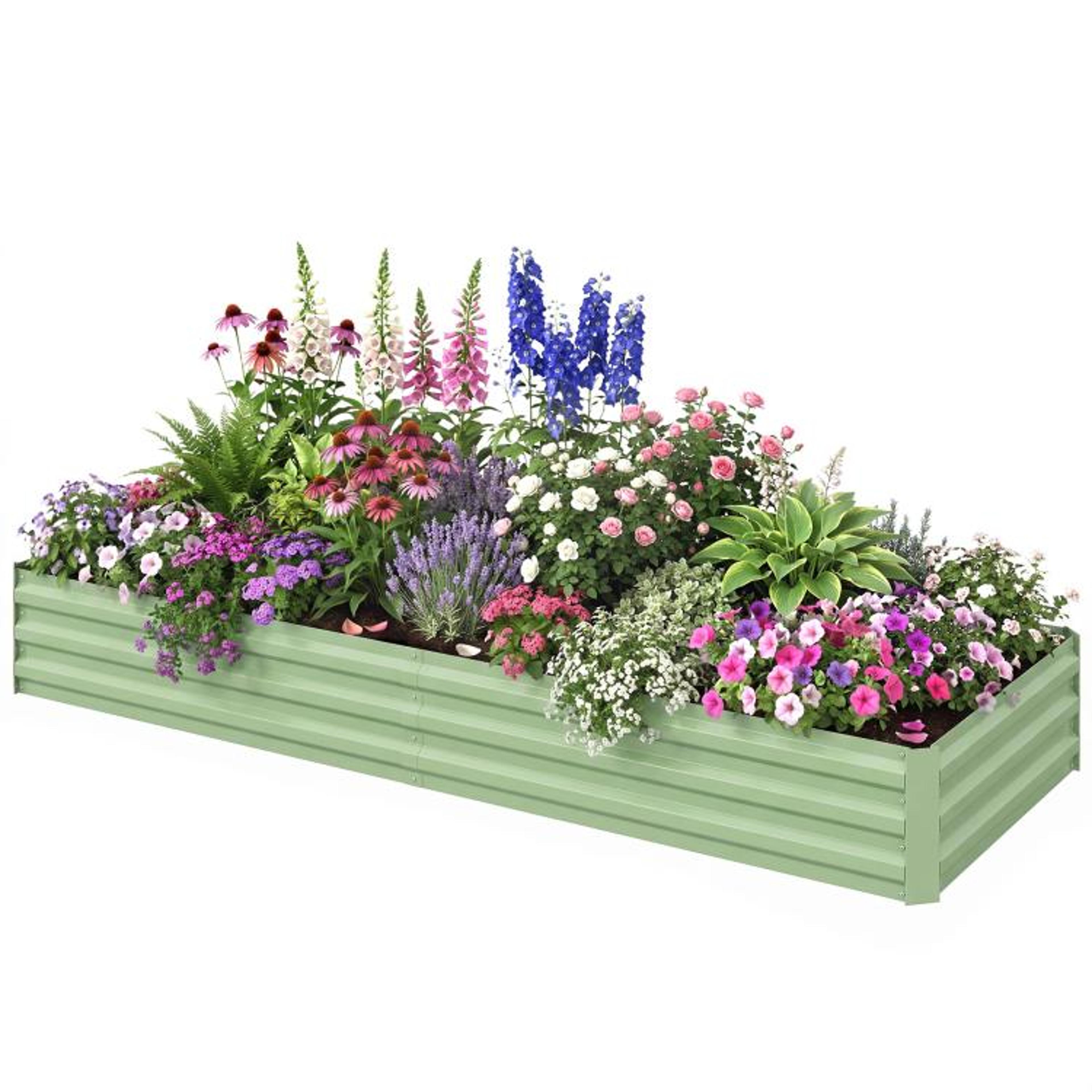 Galvanized Steel Raised Garden Bed 8x3x1 Ft With Open Bottom  Light Green 1
