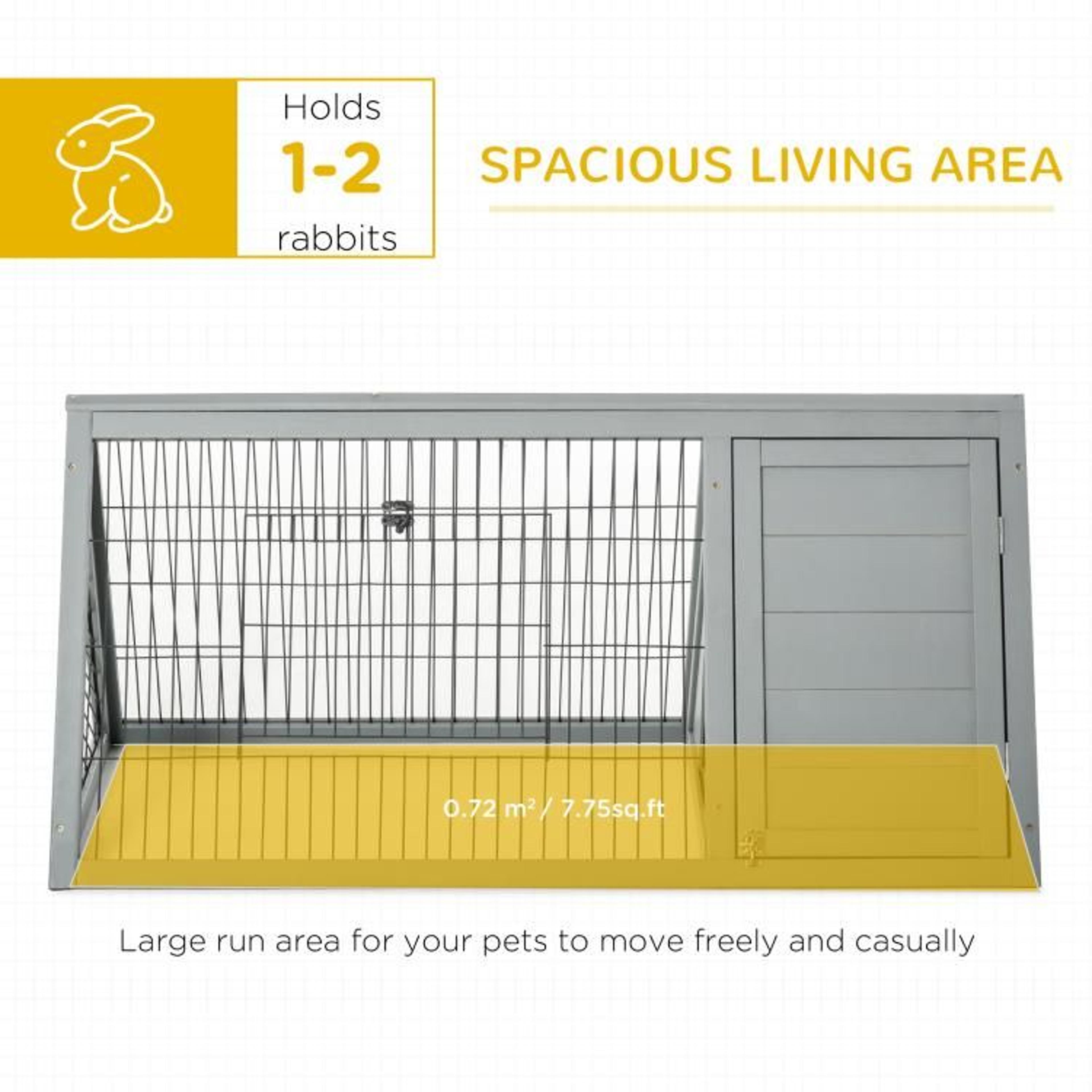 Outdoor Wooden Rabbit Hutch With Run And Enclosed Shelter  Light Gray 5