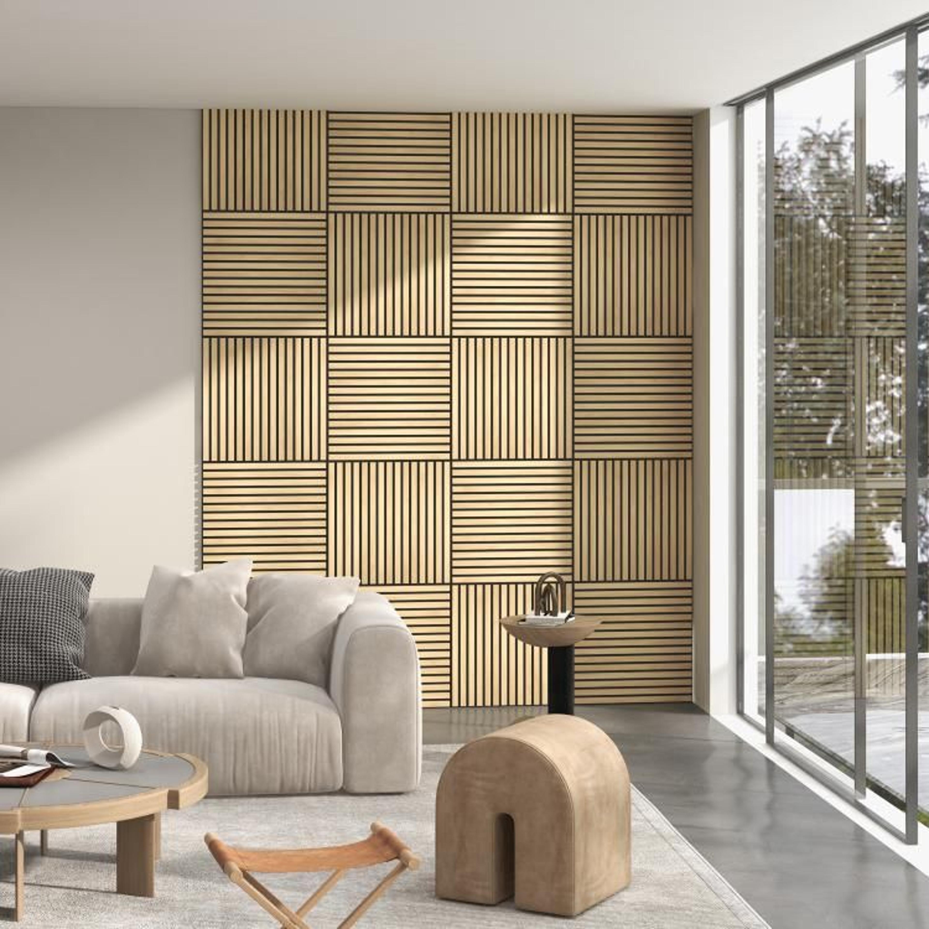 Oak Acoustic Wall Panels 24 X 24 Inch 4 Pack Sound Absorbing Slat Panels 2