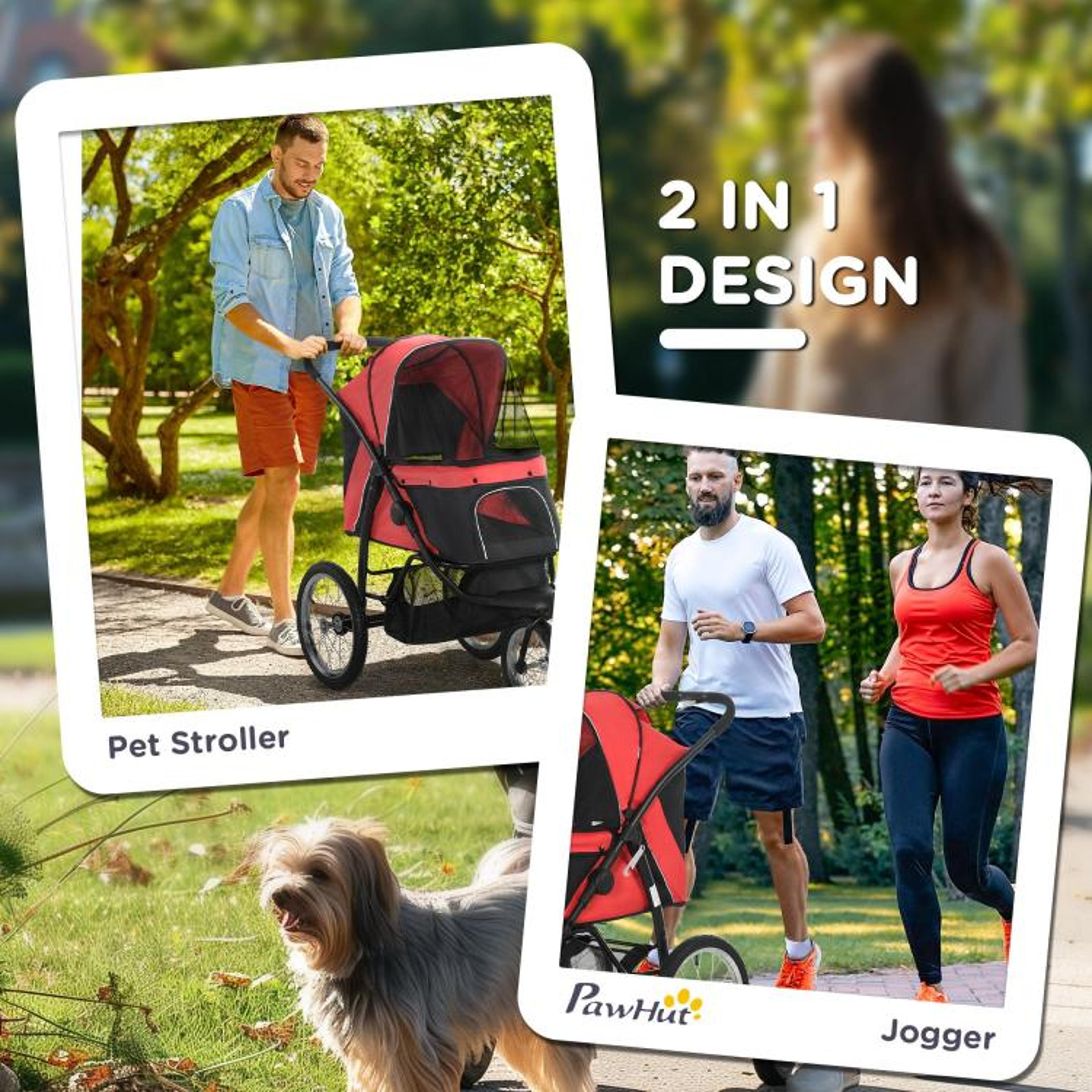 3Wheel Pet Stroller For Small And Medium Dogs With Adjustable Canopy  Red 5