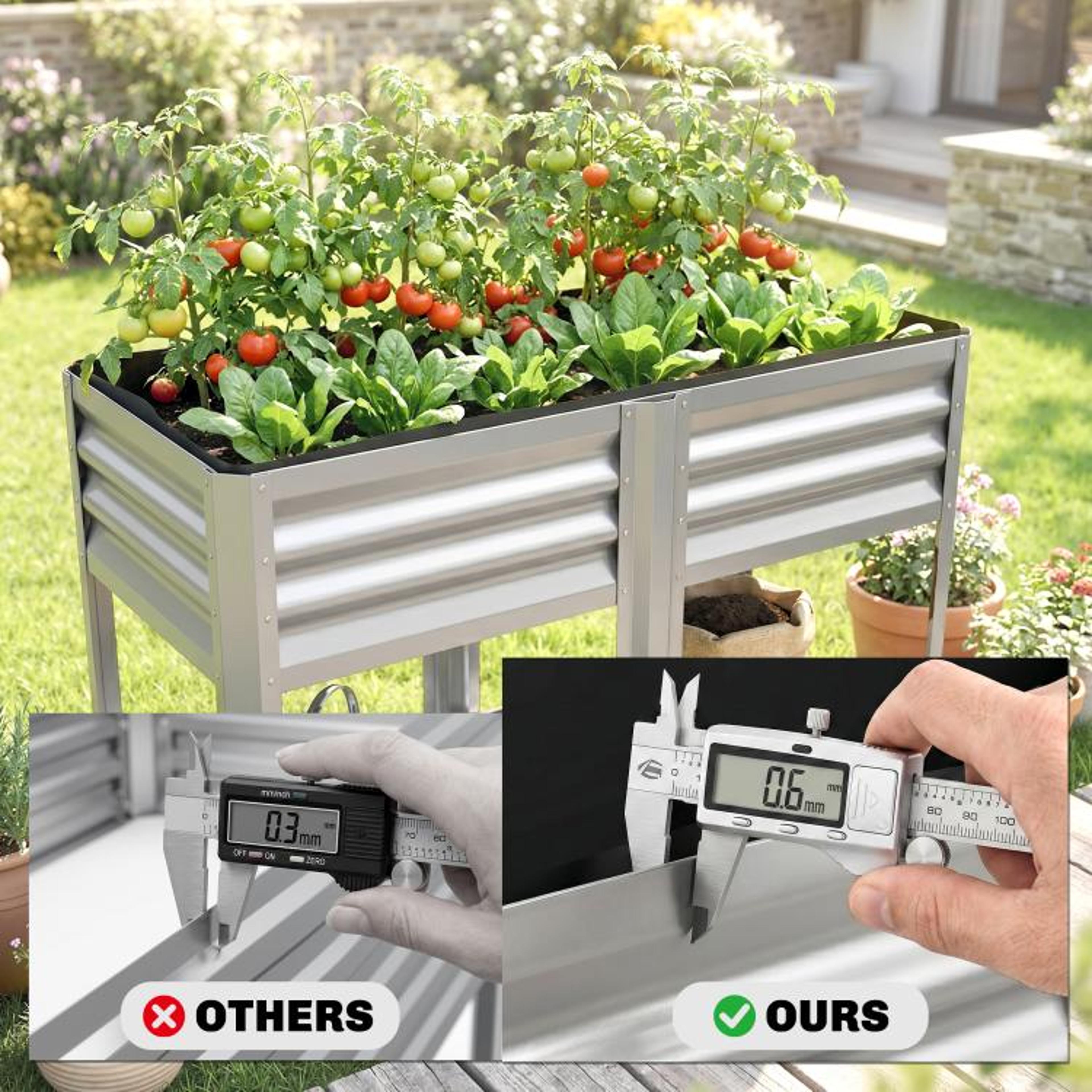 Galvanized Steel Raised Garden Bed With Storage Shelf And 315Inch Height 5