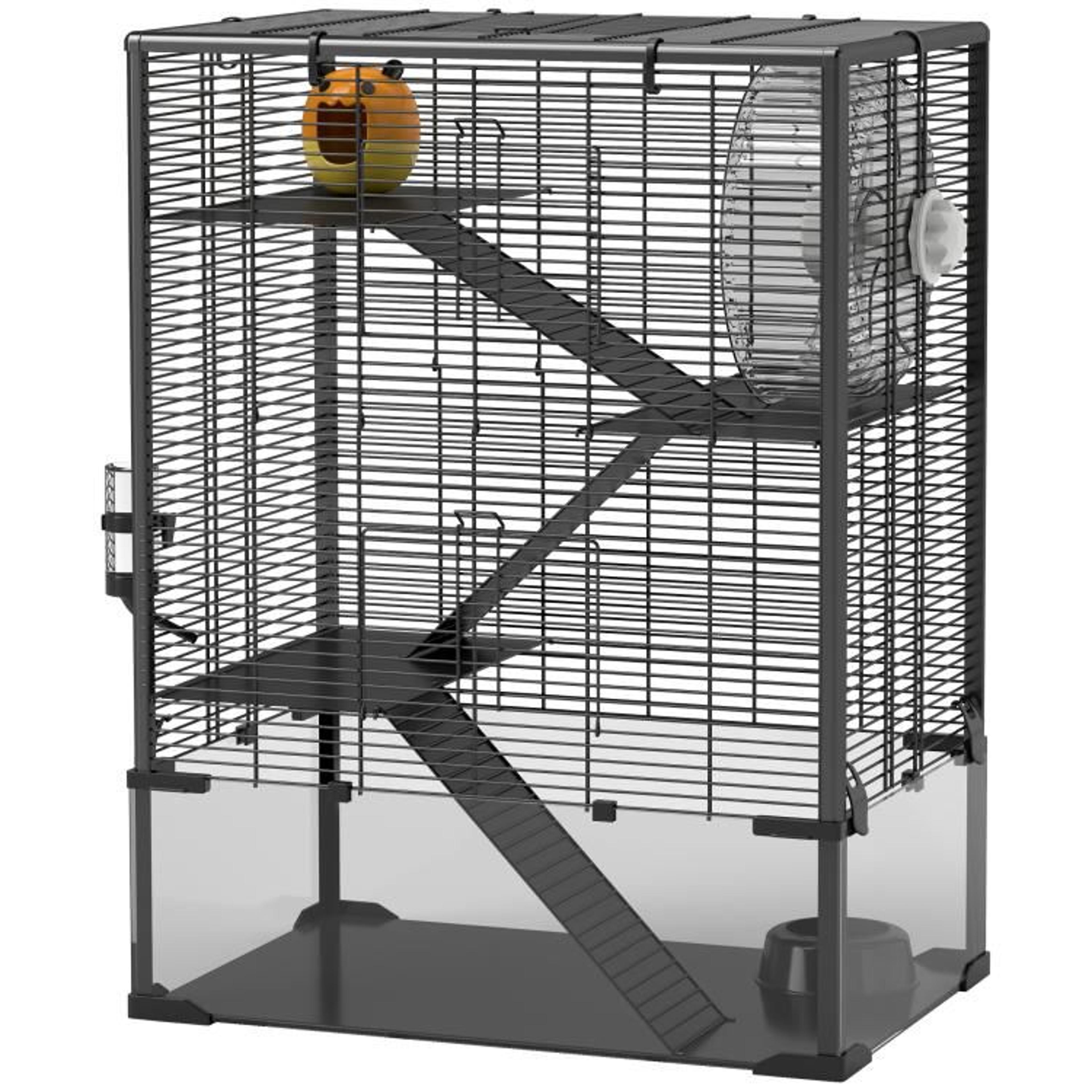 4Tier Hamster Cage With Deep Glass Base And Exercise Wheel 1