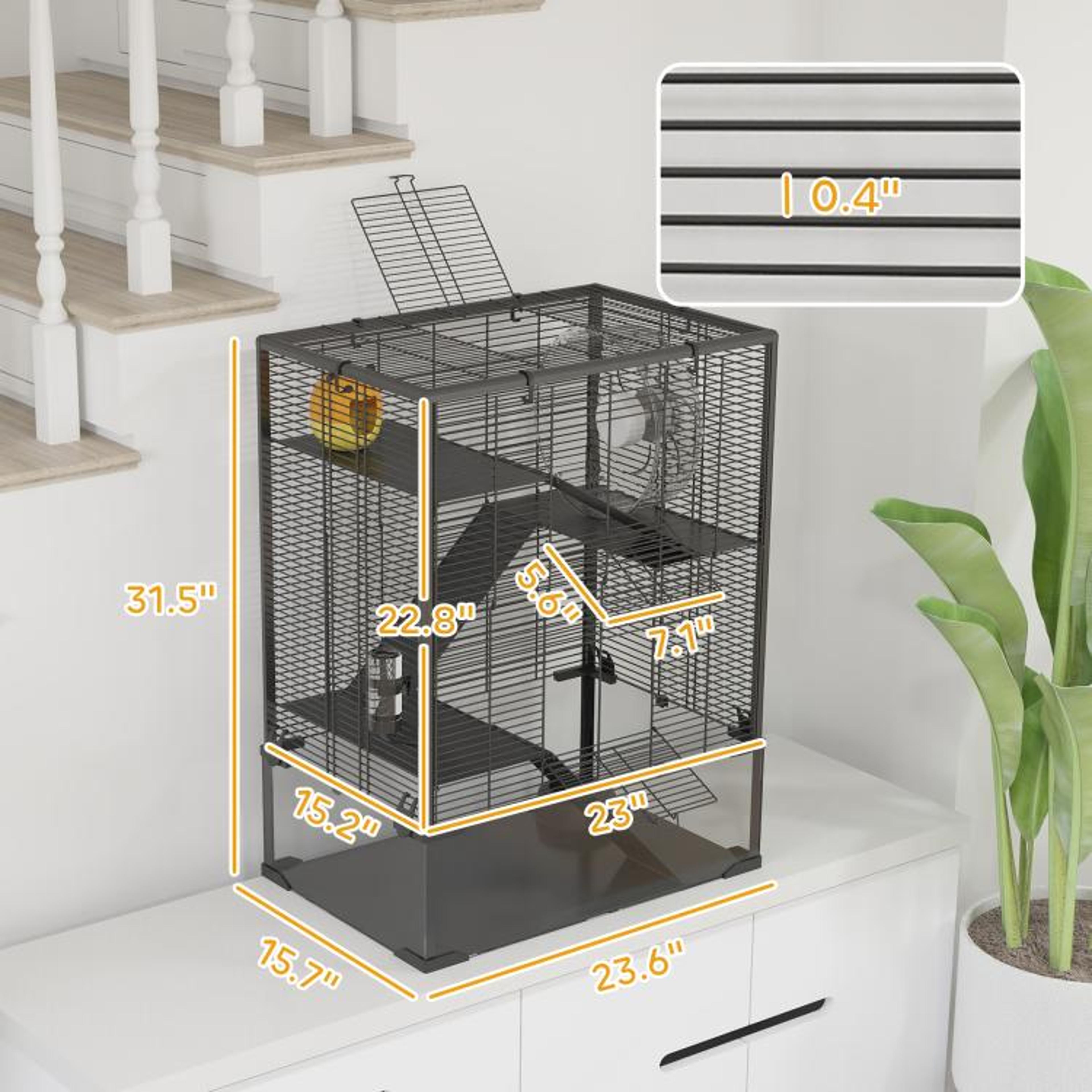 4Tier Hamster Cage With Deep Glass Base And Exercise Wheel 4