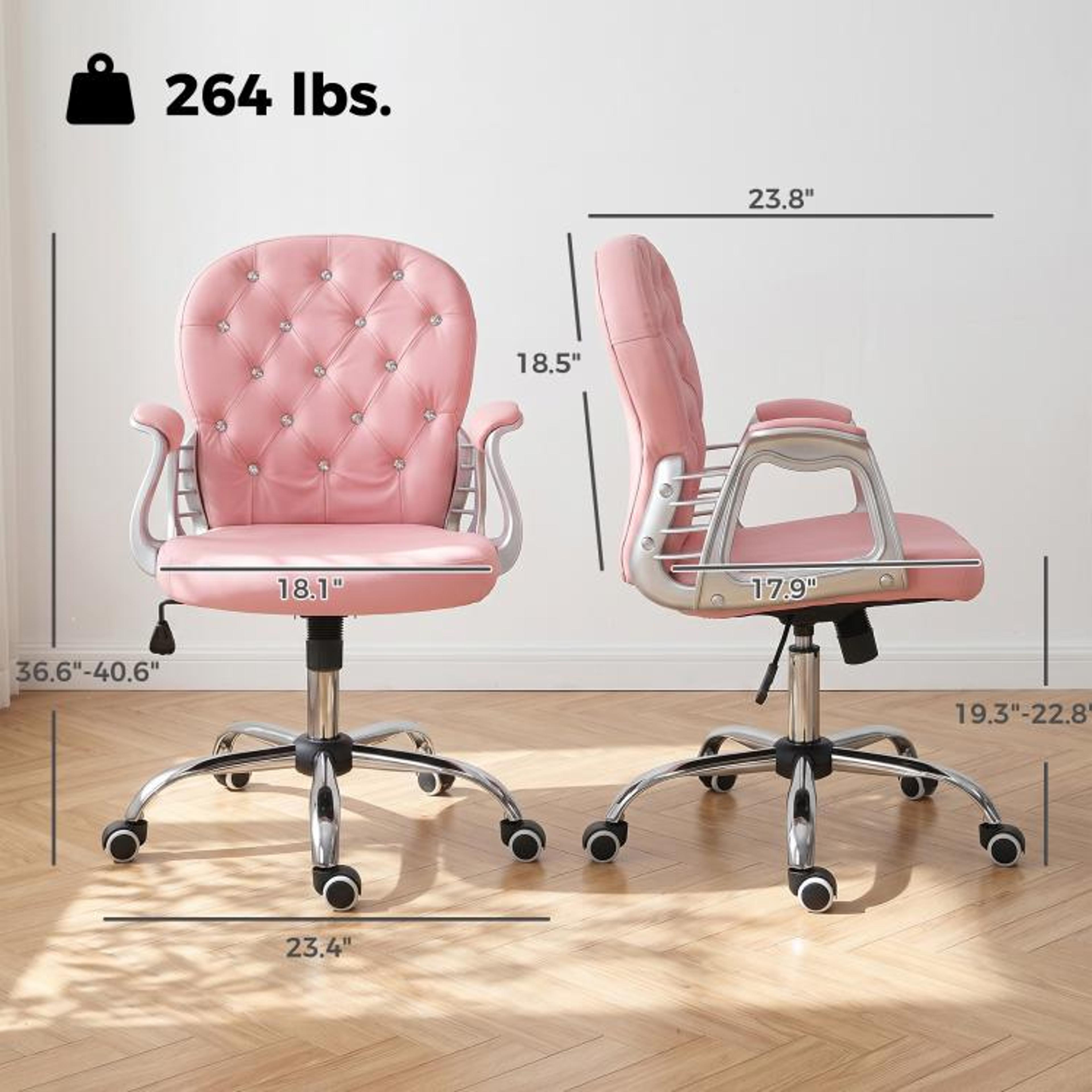 Button Tufted Home Office Desk Chair With Adjustable Height And Swivel Wheels 3