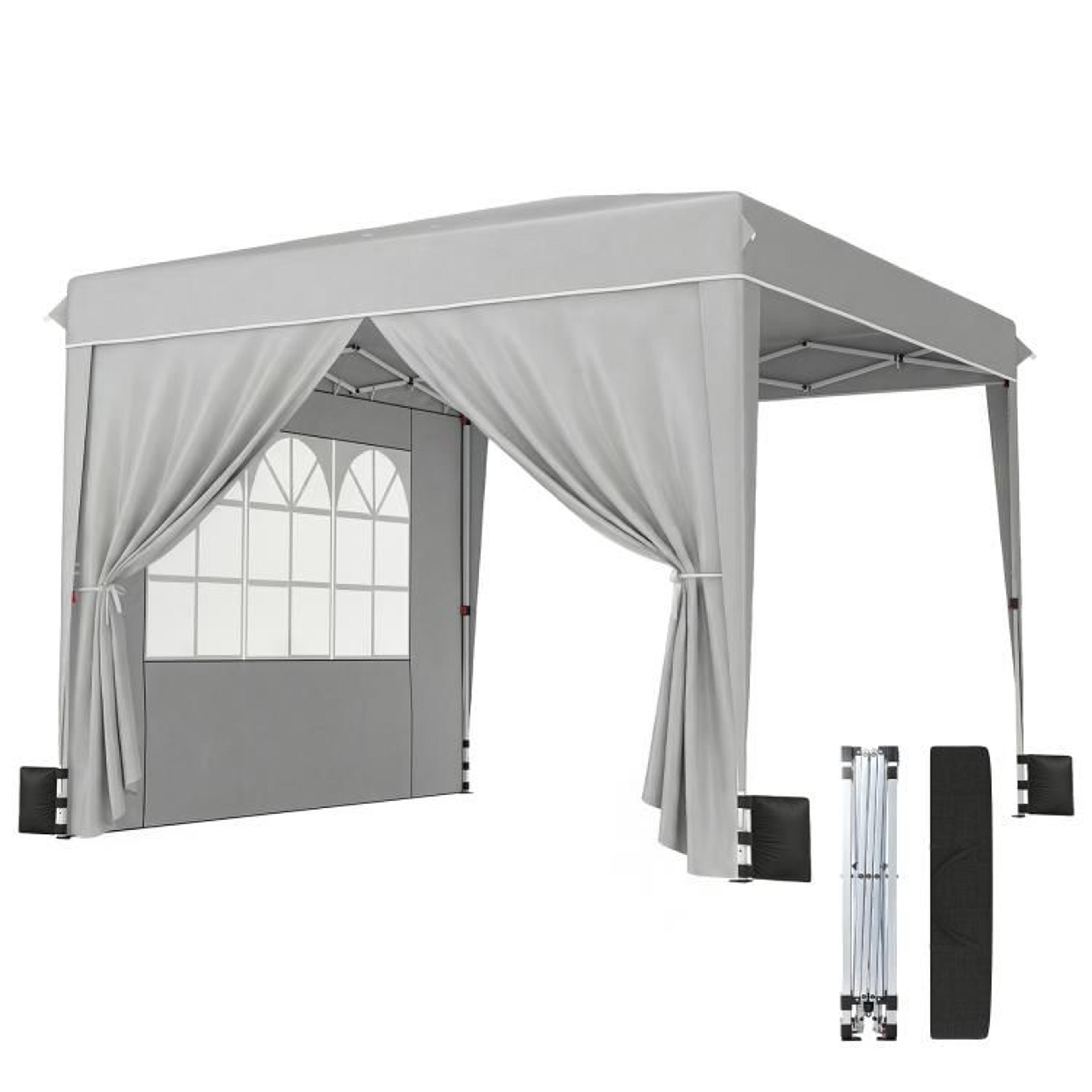 10 x 10 ft pop up canopy tent with sidewalls and upf50+ sun protection light gray