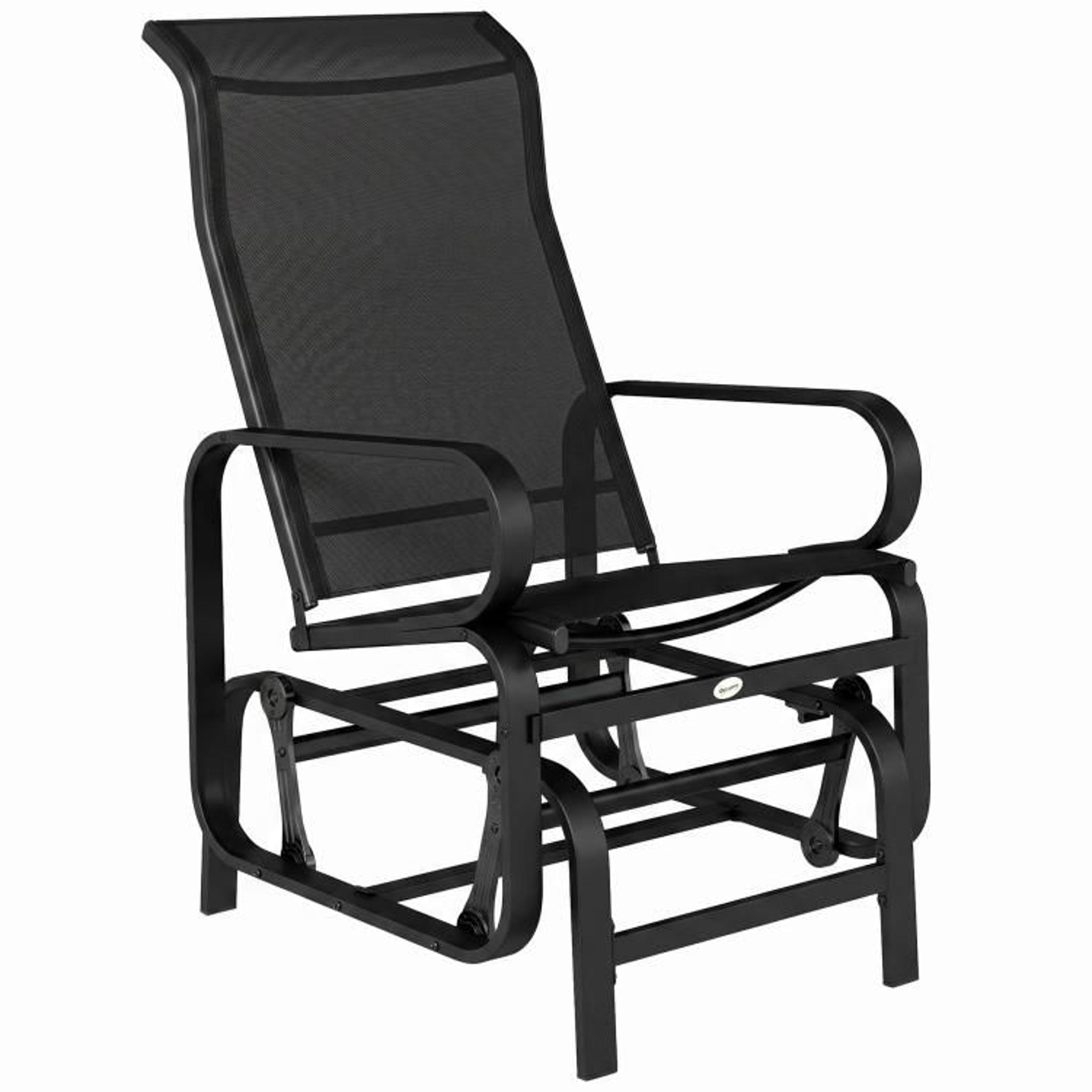 outdoor glider chair with steel frame and breathable mesh seat black