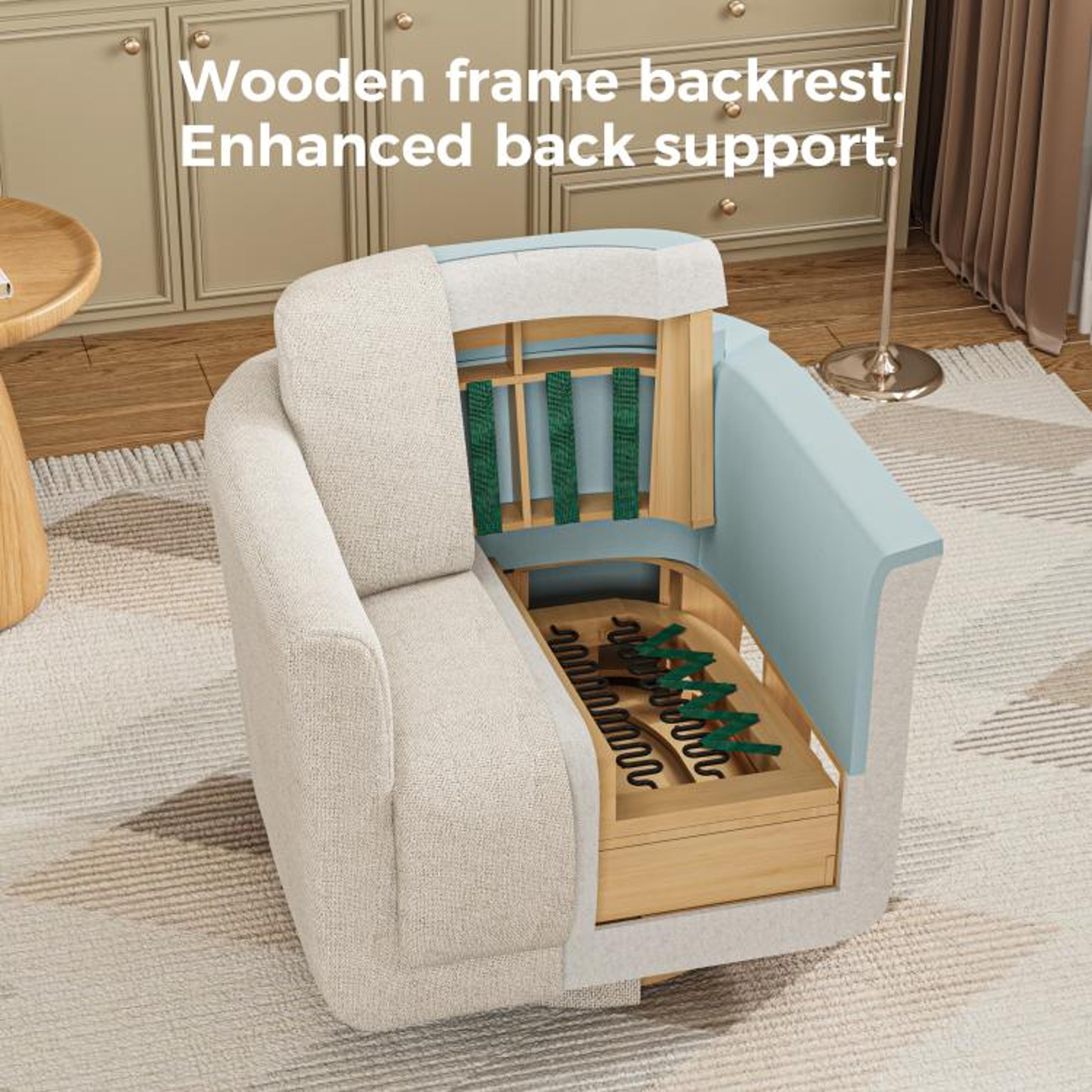 Modern Beige Chenille 360 Swivel Barrel Chair No Assembly Required 3