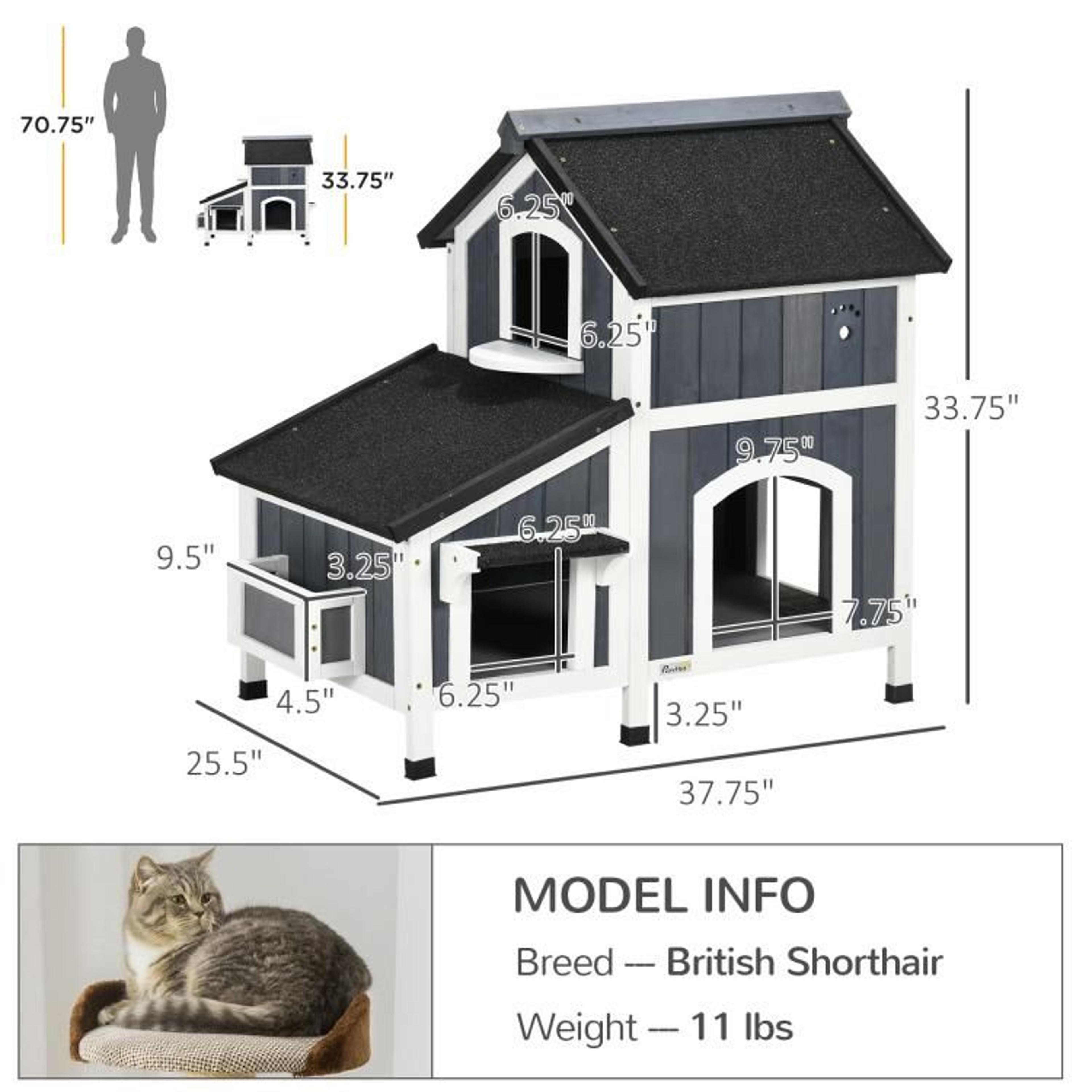 Outdoor Cat House With WeatherResistant Roof And Garden Bed Gray 4