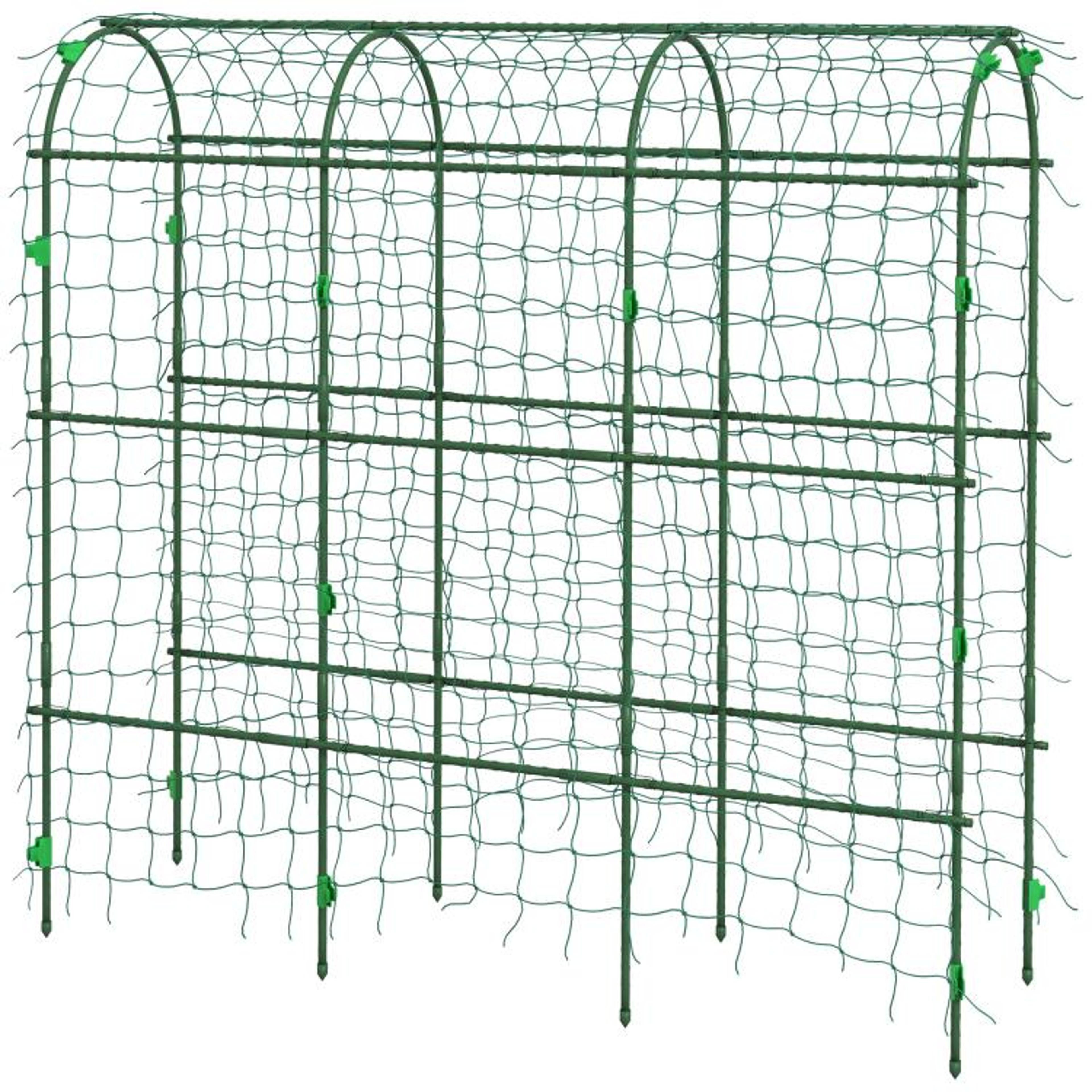 Metal Garden Arch Trellis For Climbing Plants With Netting  Green 1
