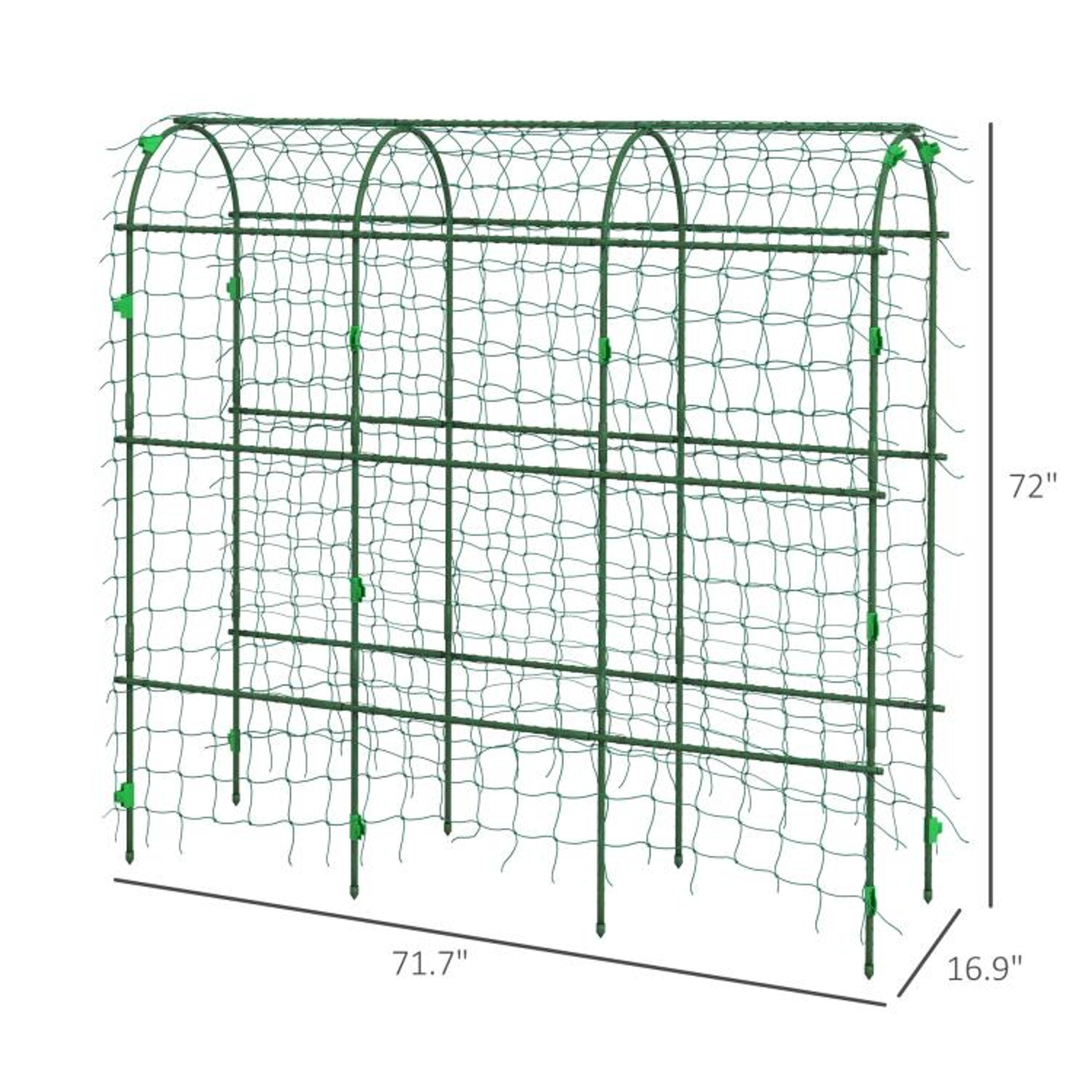 Metal Garden Arch Trellis For Climbing Plants With Netting  Green 3