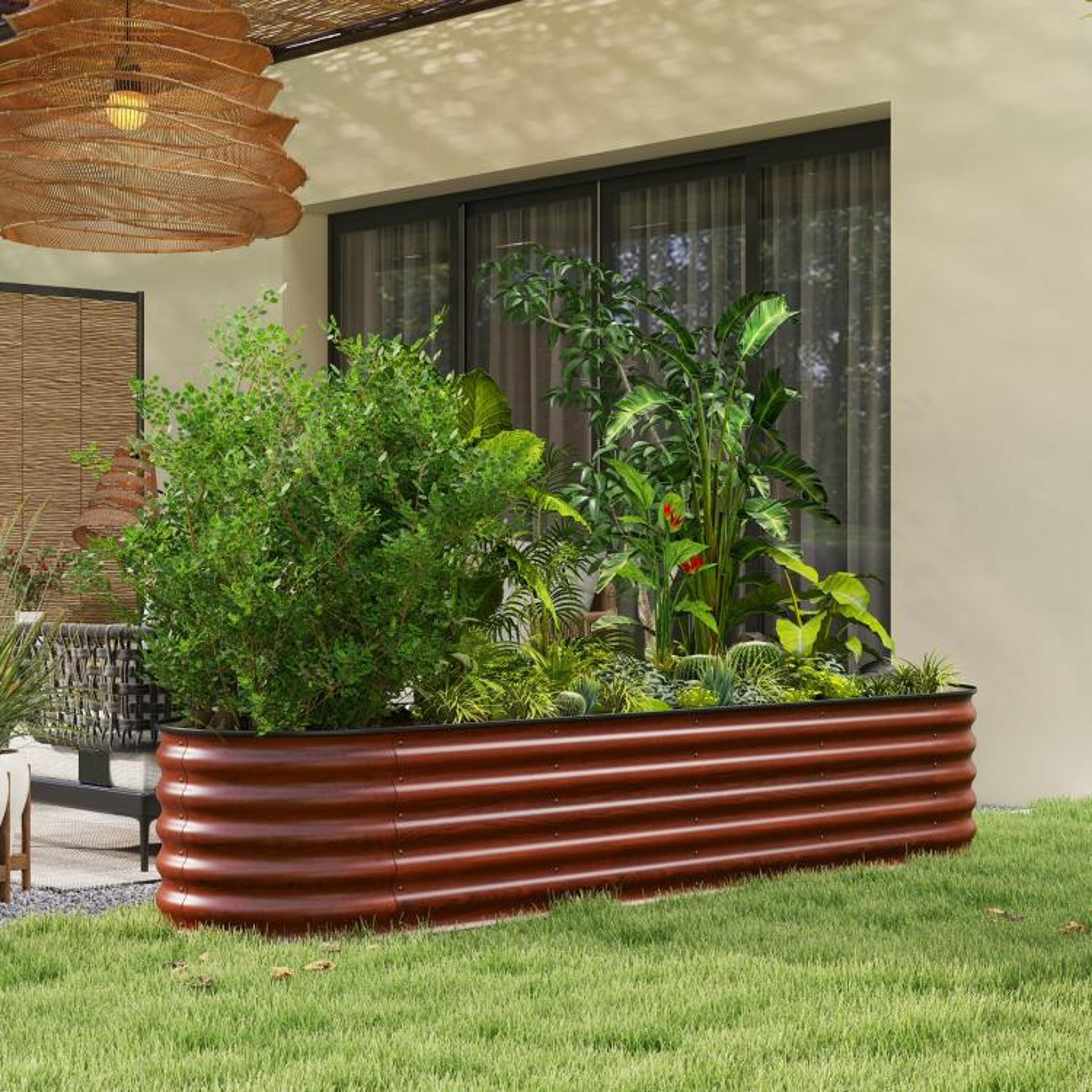 Galvanized Raised Garden Bed 79 Ft Brown Metal Planter Box With Safety Edging 2