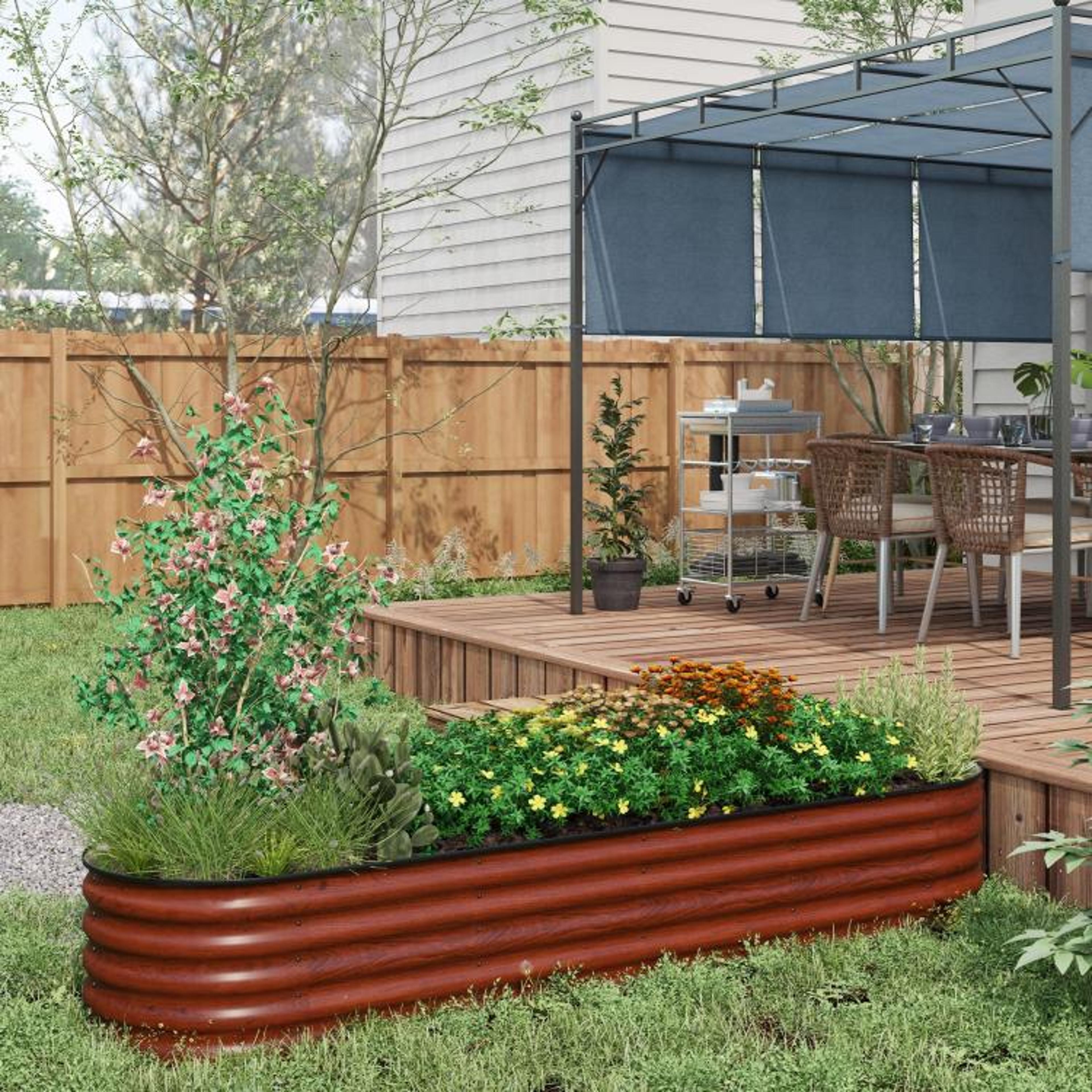 Galvanized Raised Garden Bed 79 Ft Brown Metal Planter Box With Safety Edging 3