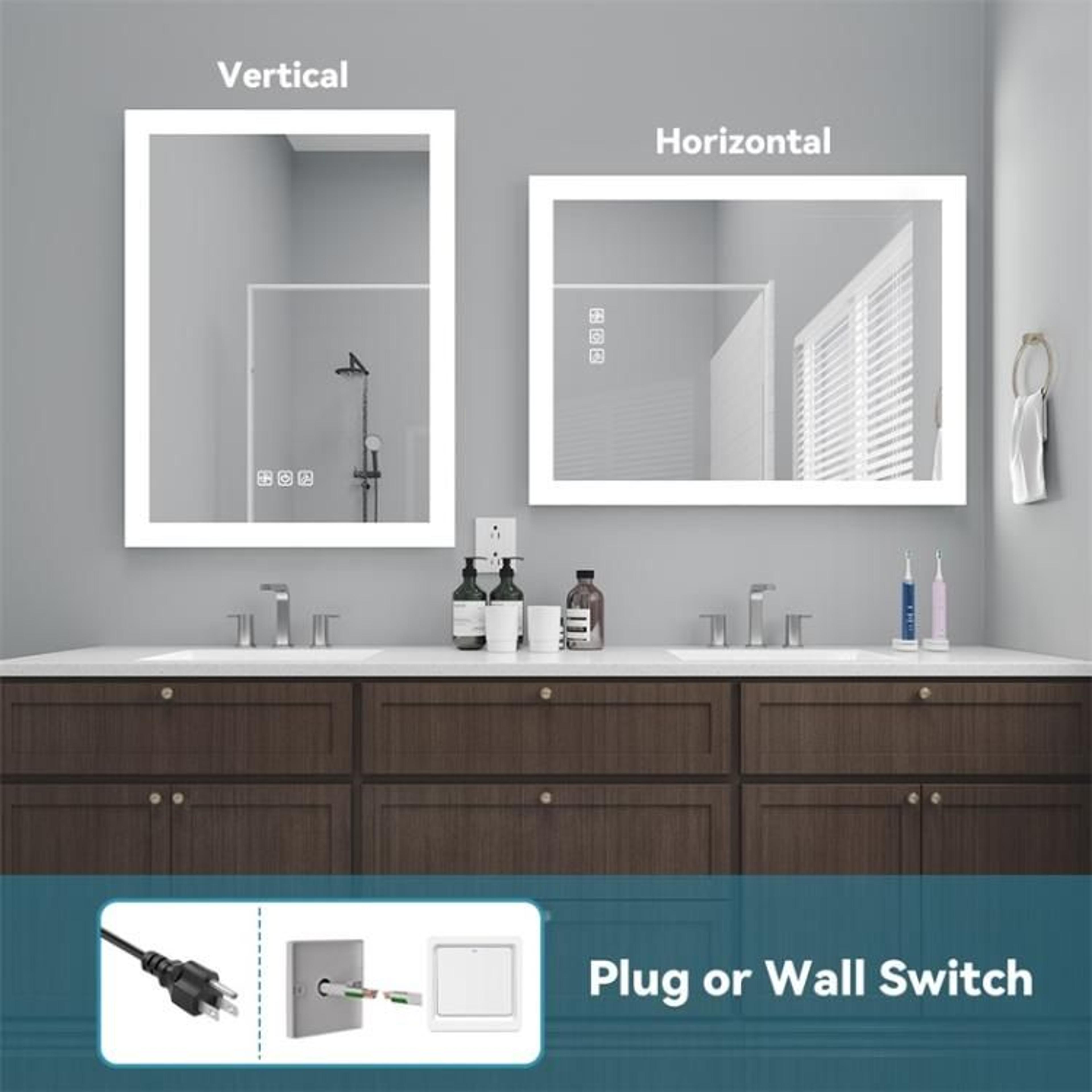 LED Bathroom Mirror With Dimmable 3Color Lighting And Quick Defog 2