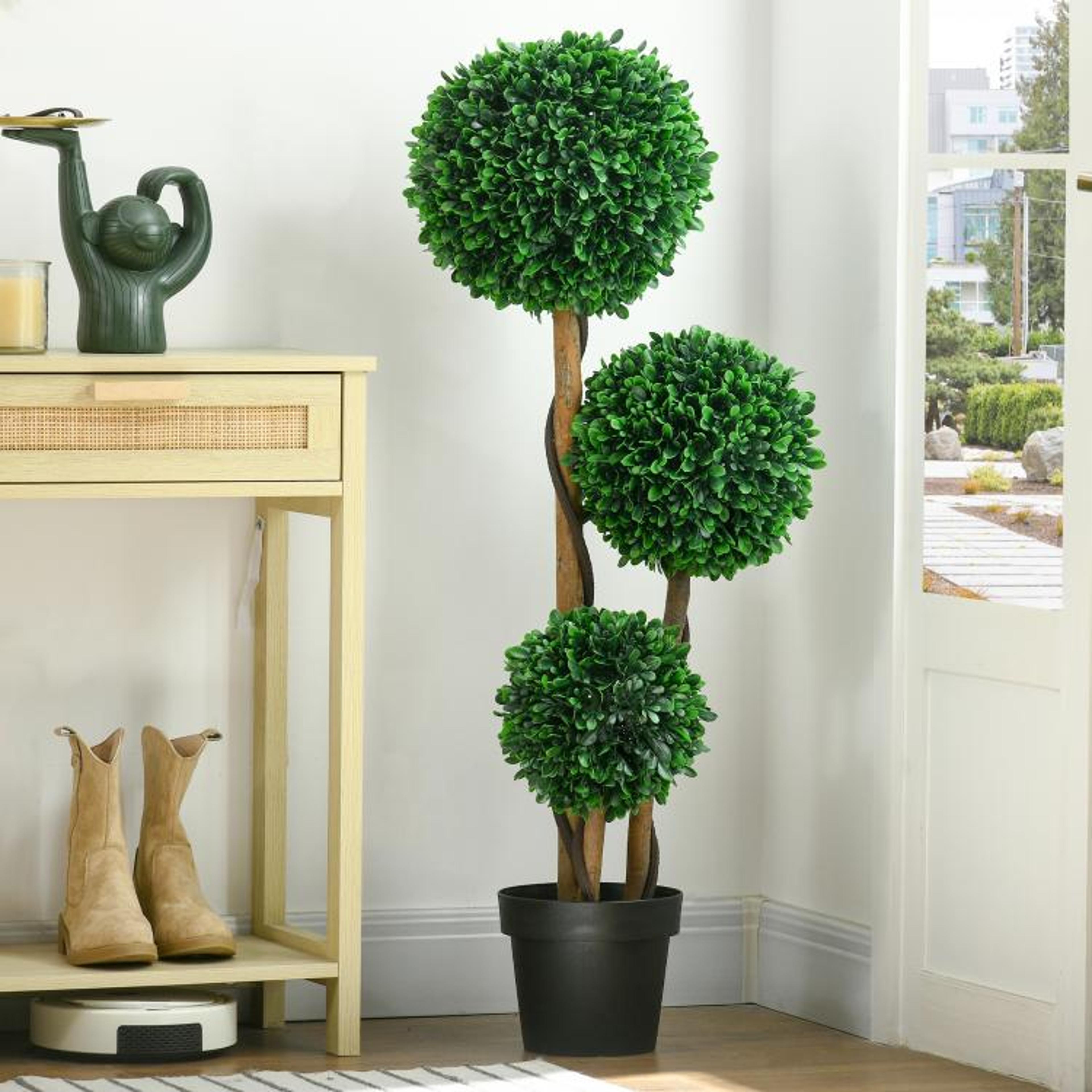35 Ft Artificial Boxwood Topiary Tree With Triple Ball Design And Planter Pot 2