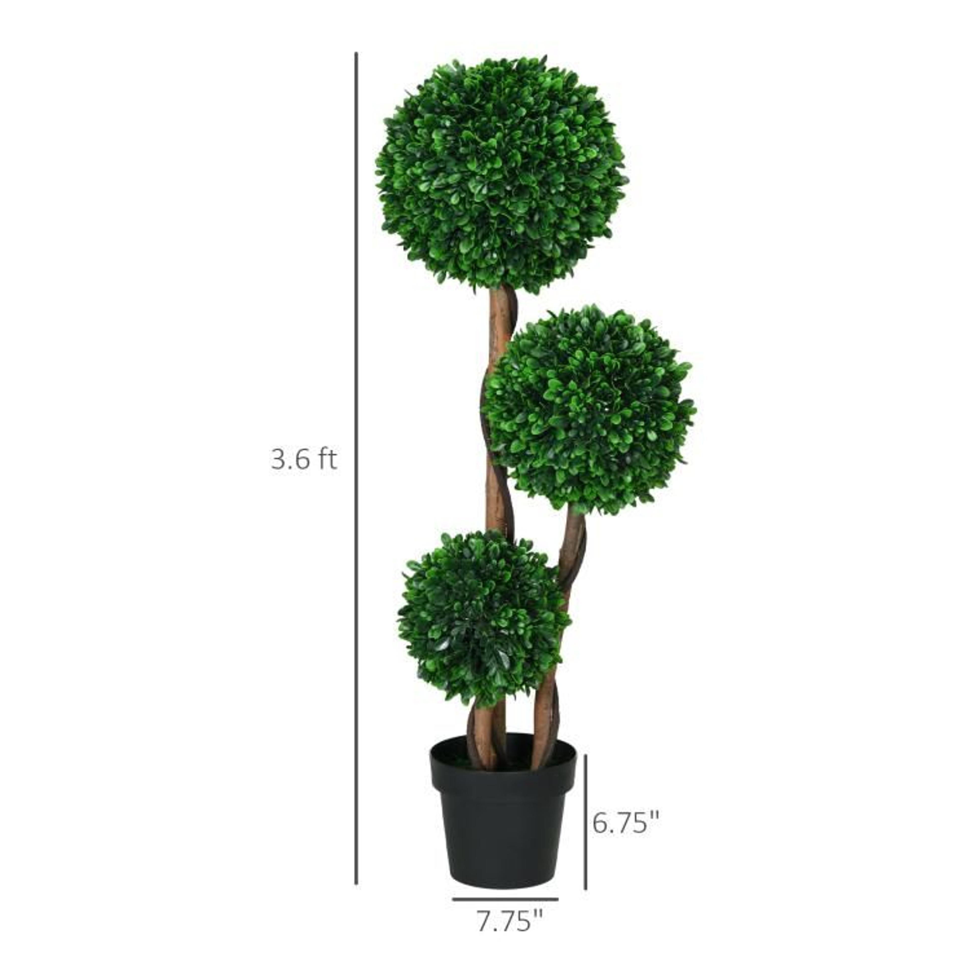 35 Ft Artificial Boxwood Topiary Tree With Triple Ball Design And Planter Pot 4